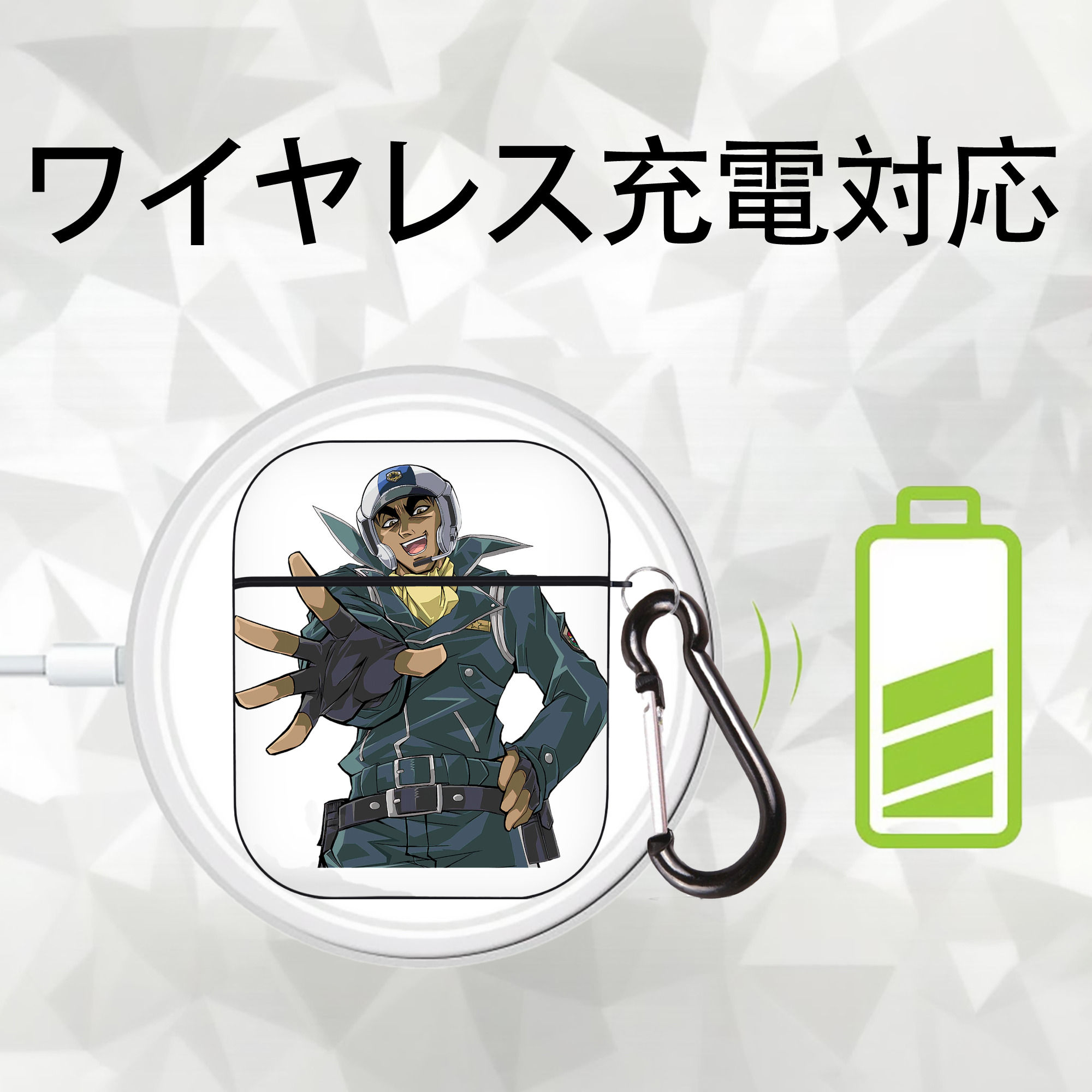 遊☆戯☆王 Yu-Gi-Oh! AirPods 第2世代保護ケース ハードシェル ブラック 耐衝撃・防指紋・カラビナ付き