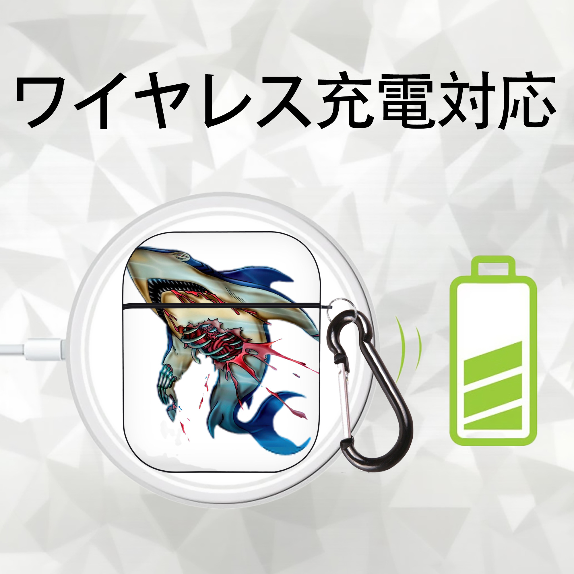 遊☆戯☆王 Yu-Gi-Oh! AirPods 第2世代保護ケース ハードシェル ブラック 耐衝撃・防指紋・カラビナ付き