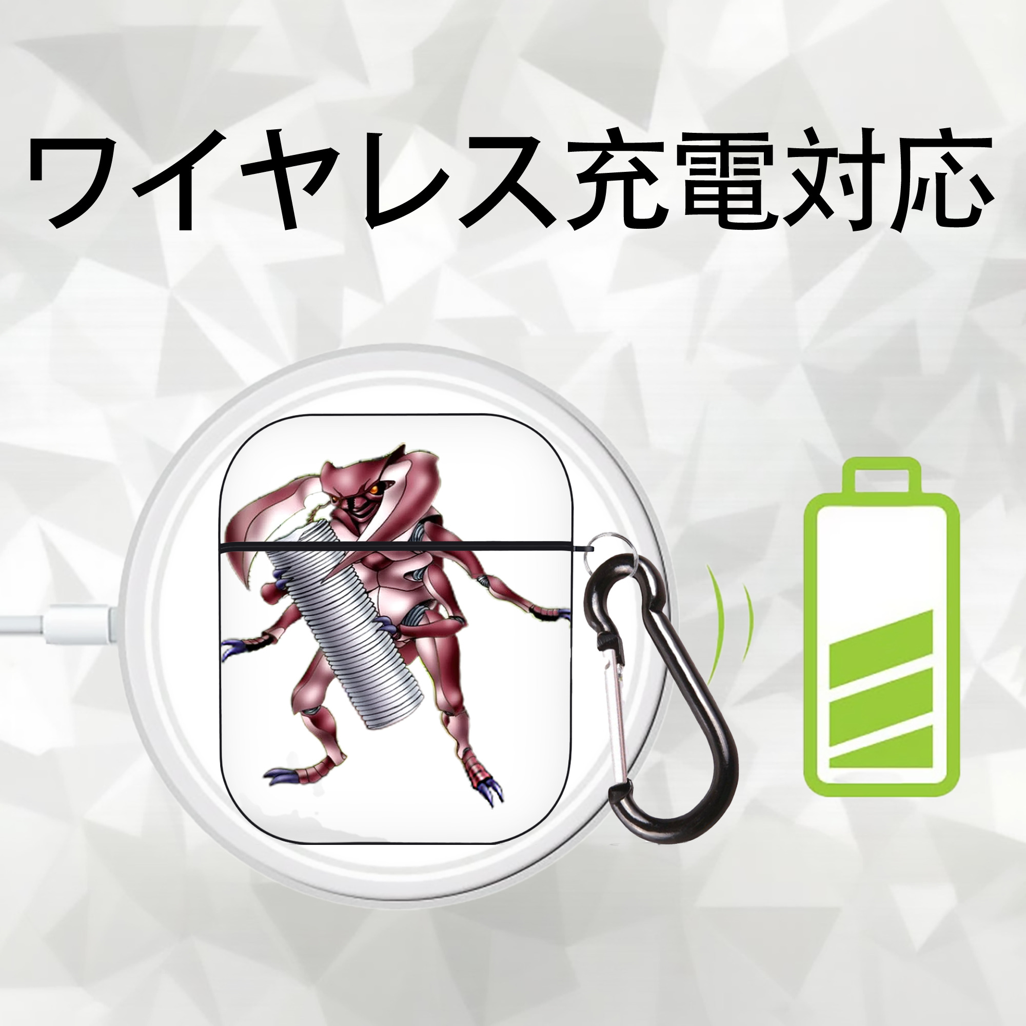 遊☆戯☆王 Yu-Gi-Oh! AirPods 第2世代保護ケース ハードシェル ブラック 耐衝撃・防指紋・カラビナ付き