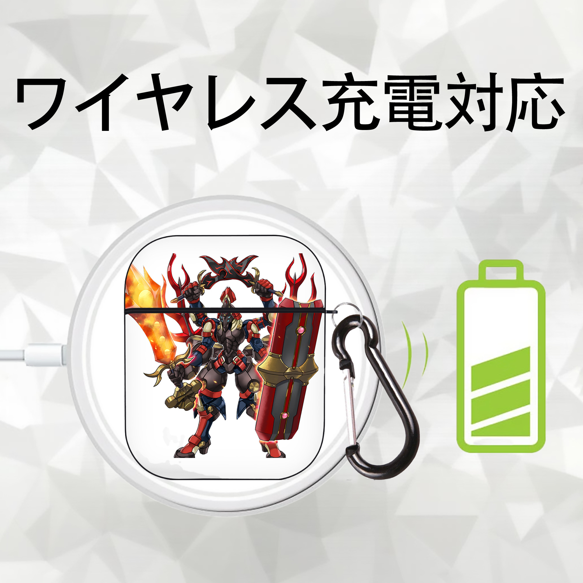 遊☆戯☆王 Yu-Gi-Oh! AirPods 第2世代保護ケース ハードシェル ブラック 耐衝撃・防指紋・カラビナ付き
