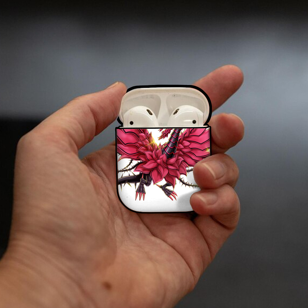 遊☆戯☆王 Yu-Gi-Oh! AirPods 第2世代保護ケース ハードシェル ブラック 耐衝撃・防指紋・カラビナ付き