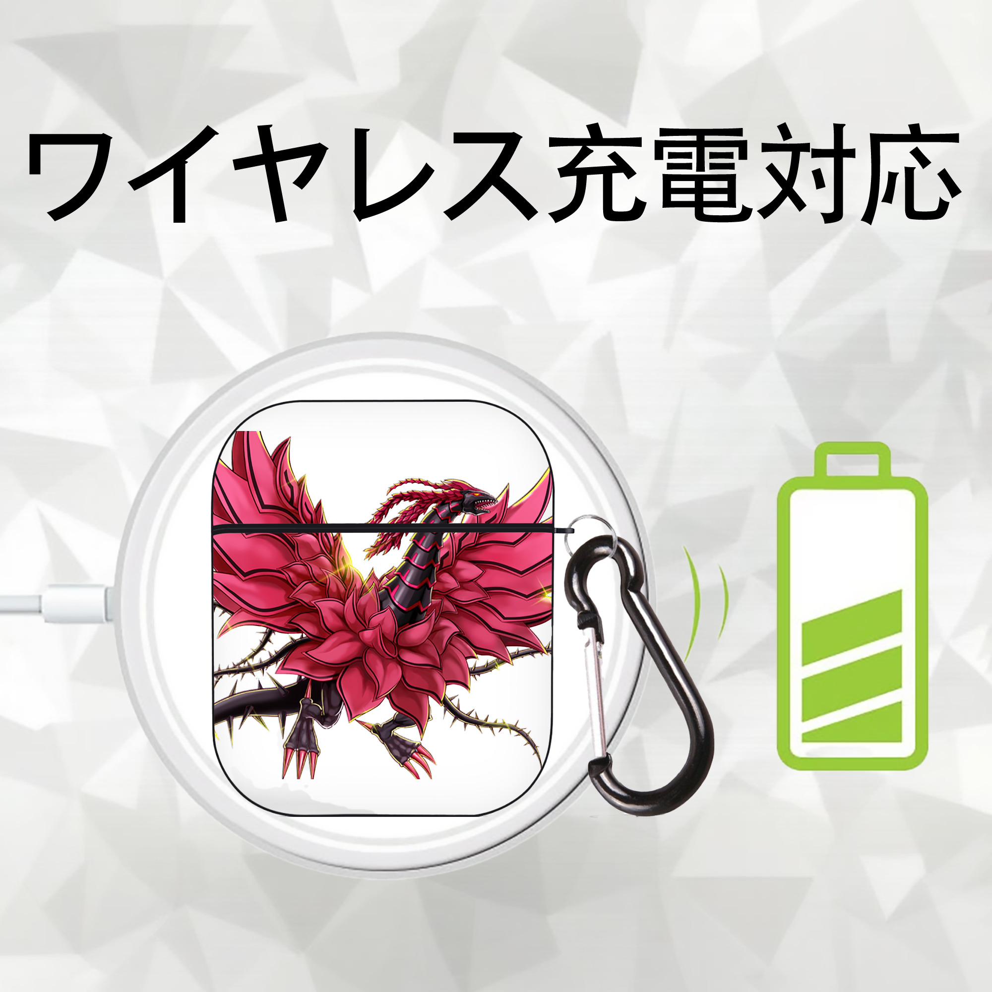 遊☆戯☆王 Yu-Gi-Oh! AirPods 第2世代保護ケース ハードシェル ブラック 耐衝撃・防指紋・カラビナ付き
