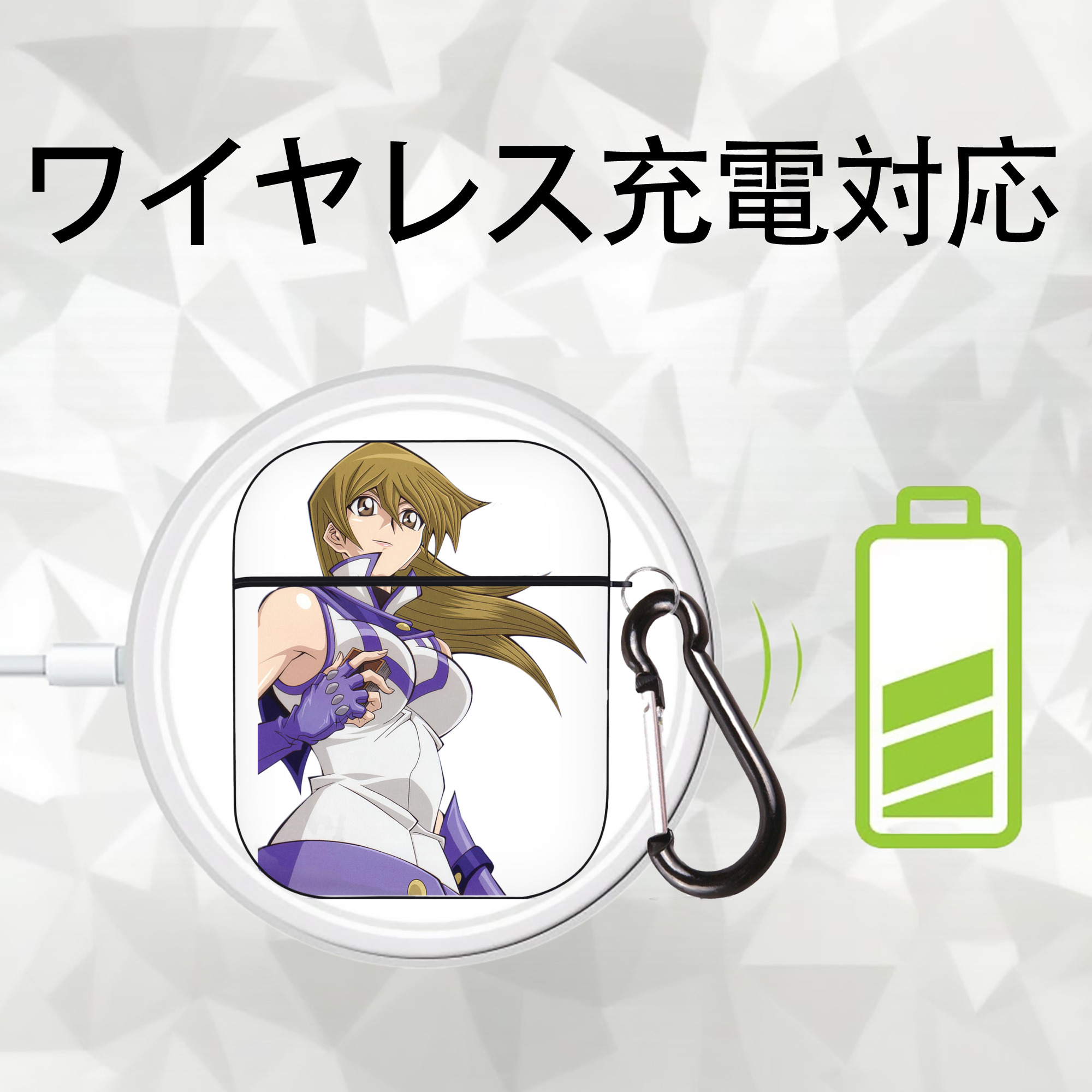 遊☆戯☆王 Yu-Gi-Oh! AirPods 第2世代保護ケース ハードシェル ブラック 耐衝撃・防指紋・カラビナ付き