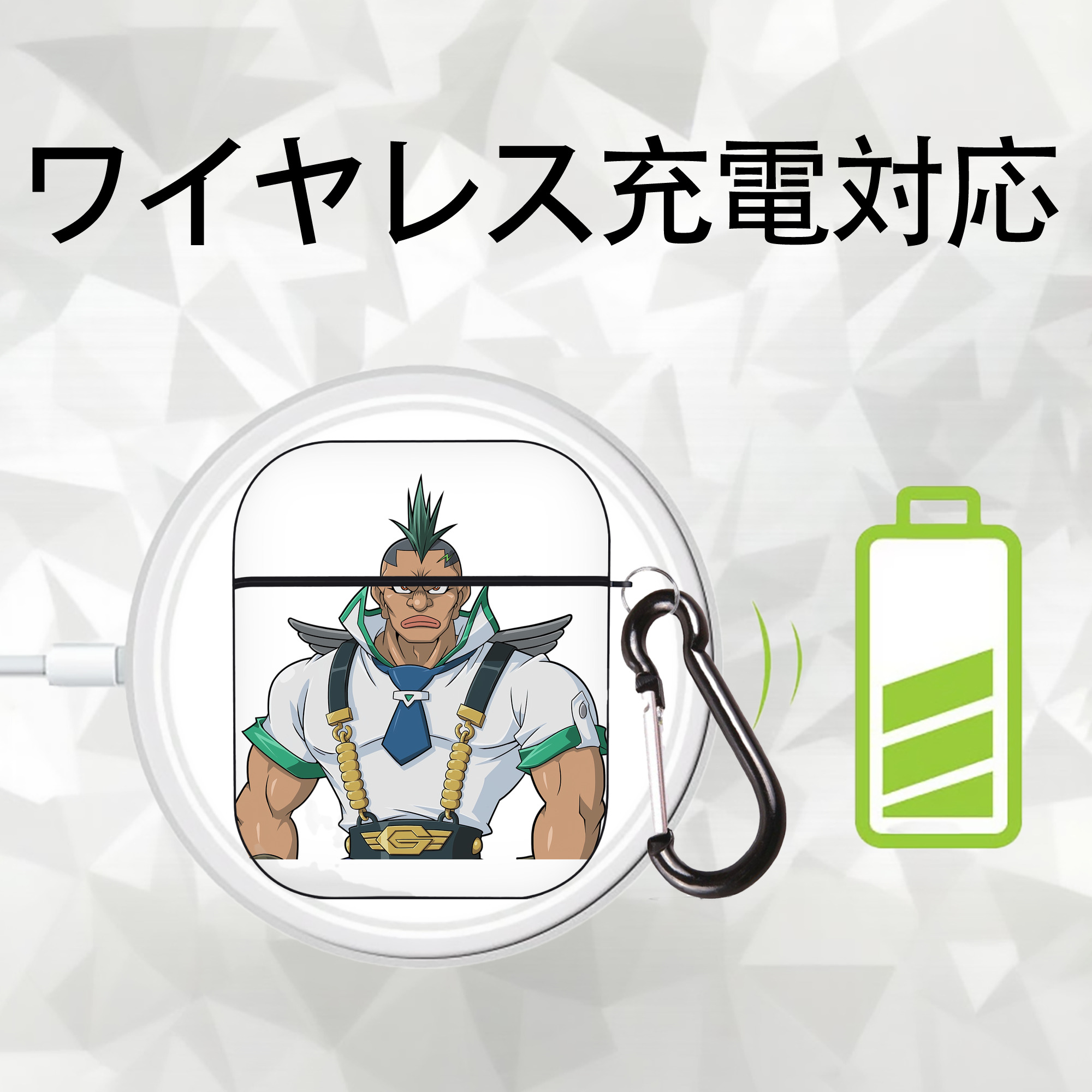 遊☆戯☆王 Yu-Gi-Oh! AirPods 第2世代保護ケース ハードシェル ブラック 耐衝撃・防指紋・カラビナ付き