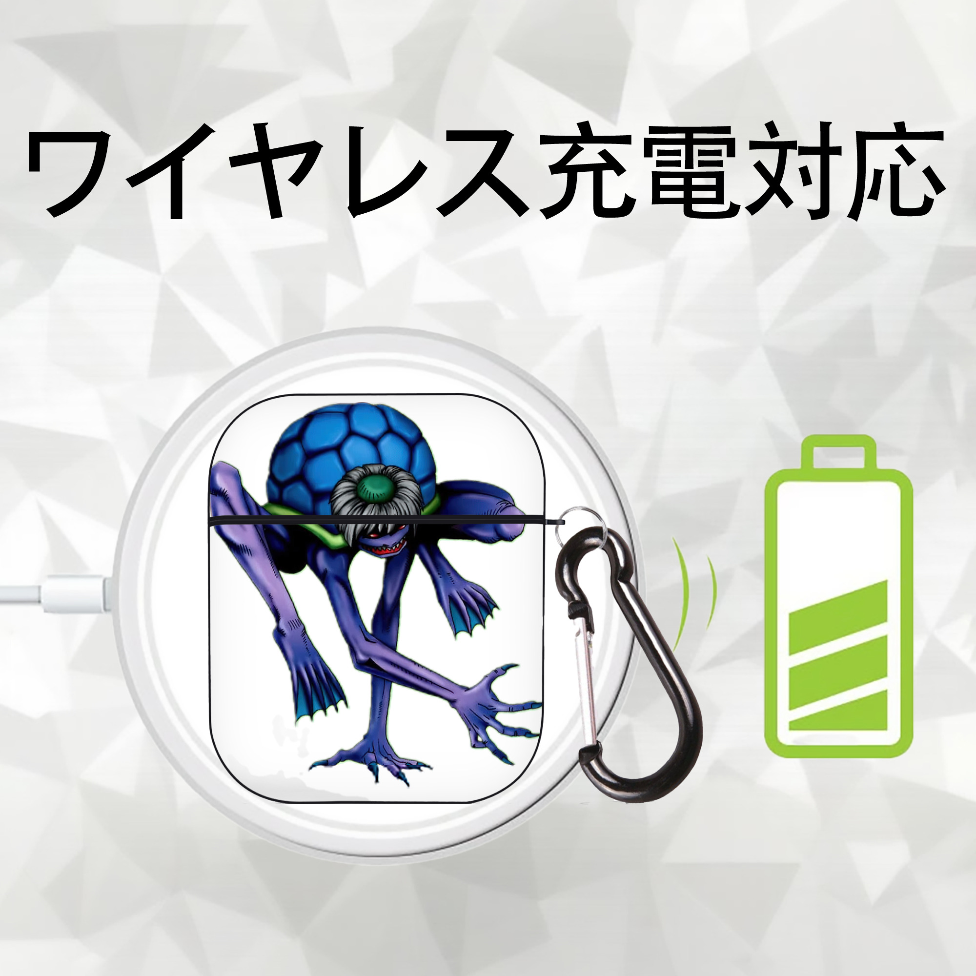 遊☆戯☆王 Yu-Gi-Oh! AirPods 第2世代保護ケース ハードシェル ブラック 耐衝撃・防指紋・カラビナ付き
