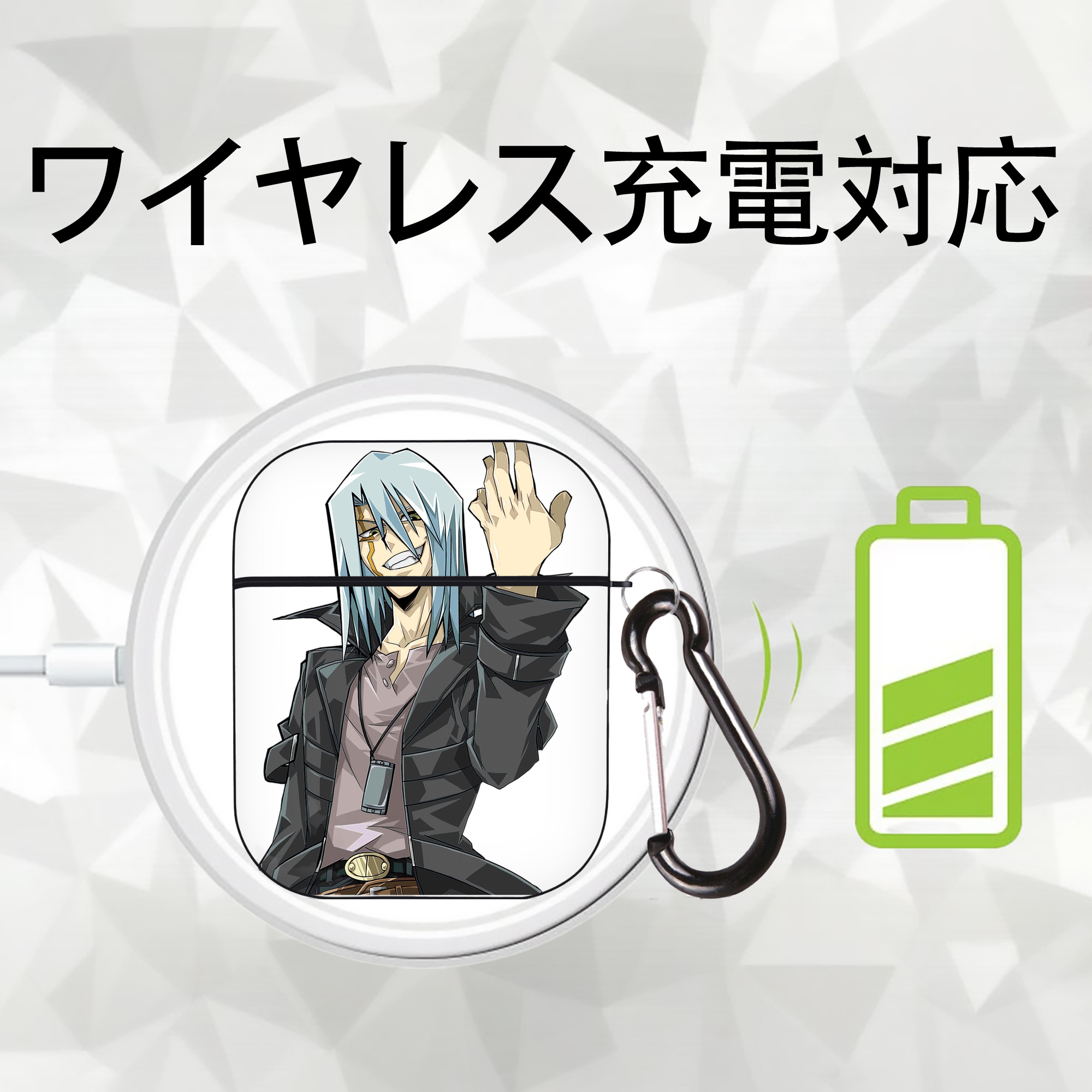 遊☆戯☆王 Yu-Gi-Oh! AirPods 第2世代保護ケース ハードシェル ブラック 耐衝撃・防指紋・カラビナ付き