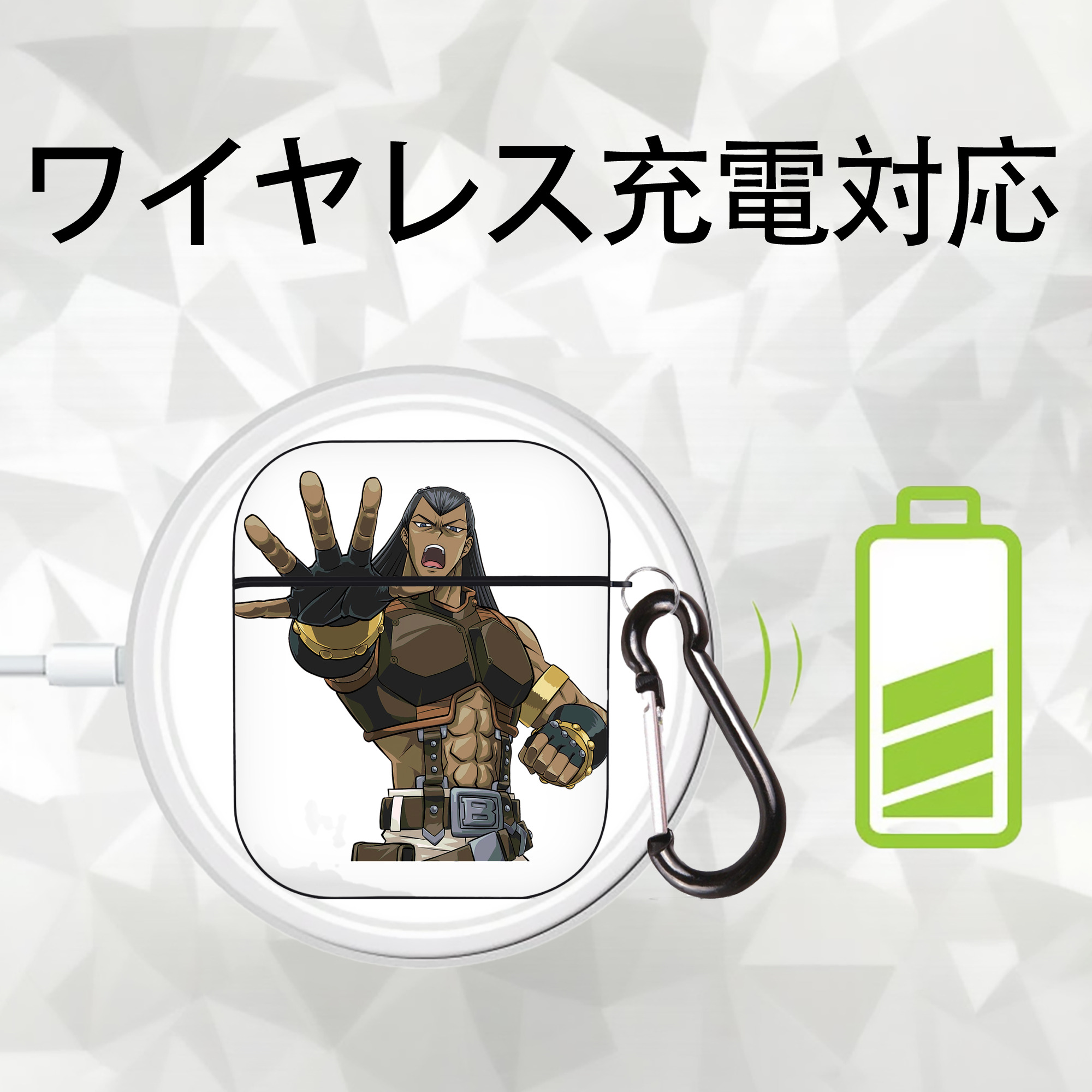 遊☆戯☆王 Yu-Gi-Oh! AirPods 第2世代保護ケース ハードシェル ブラック 耐衝撃・防指紋・カラビナ付き