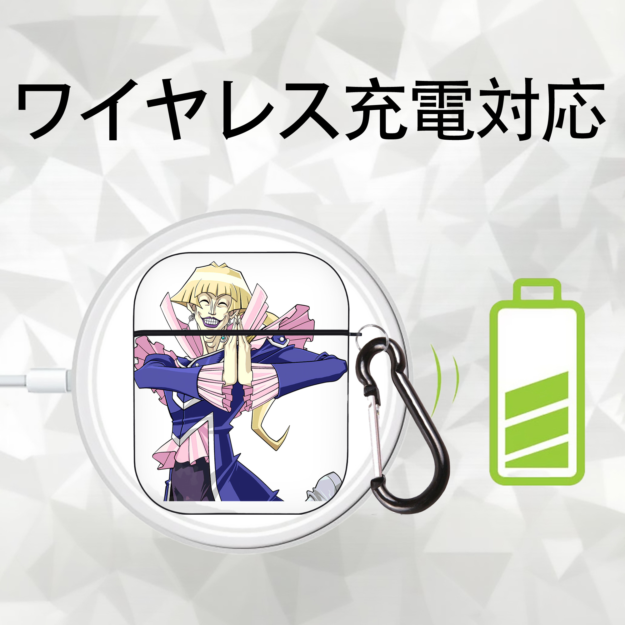 遊☆戯☆王 Yu-Gi-Oh! AirPods 第2世代保護ケース ハードシェル ブラック 耐衝撃・防指紋・カラビナ付き