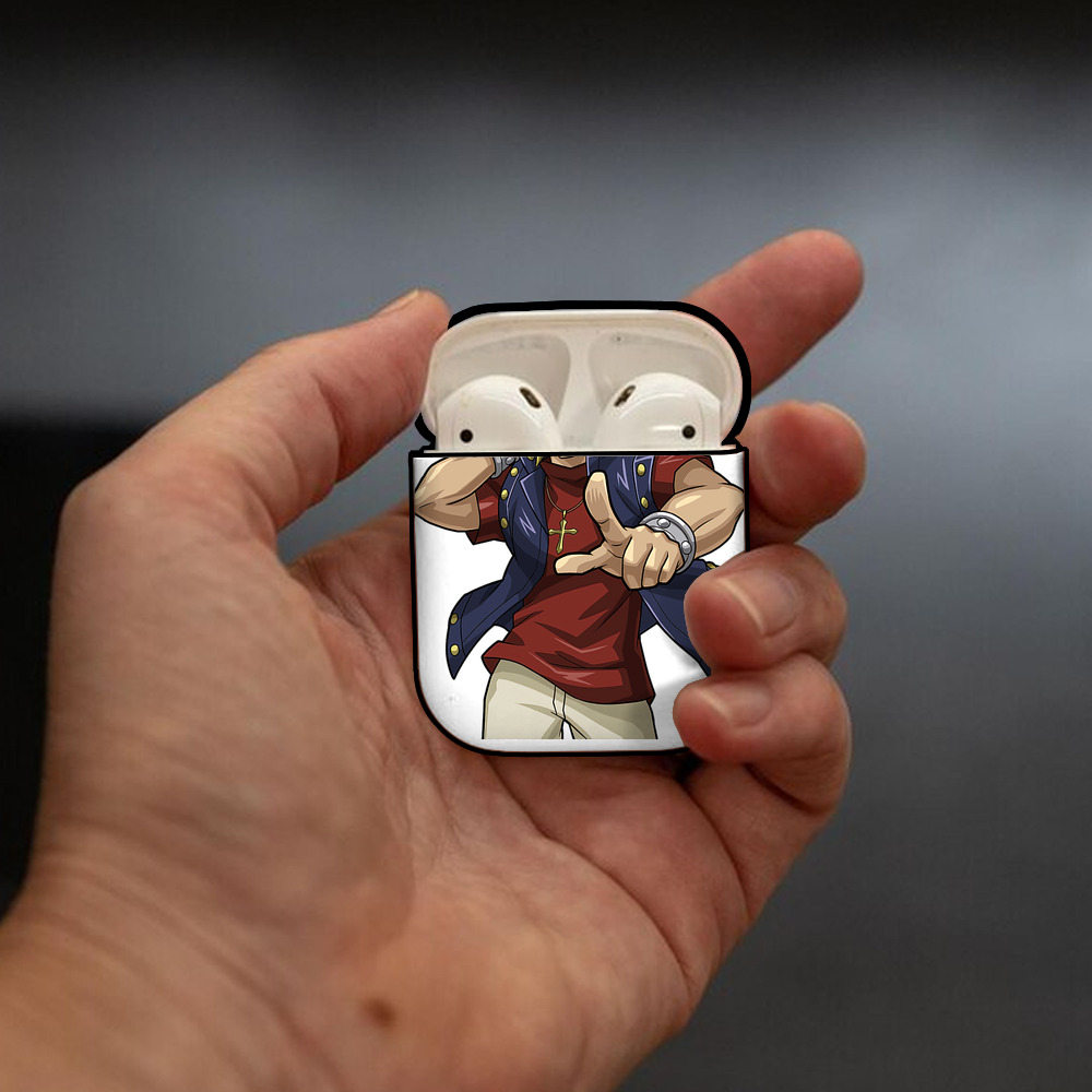 遊☆戯☆王 Yu-Gi-Oh! AirPods 第2世代保護ケース ハードシェル ブラック 耐衝撃・防指紋・カラビナ付き