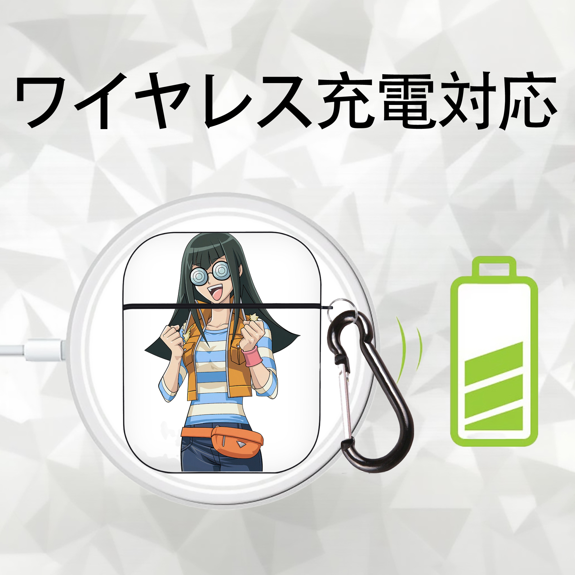遊☆戯☆王 Yu-Gi-Oh! AirPods 第2世代保護ケース ハードシェル ブラック 耐衝撃・防指紋・カラビナ付き