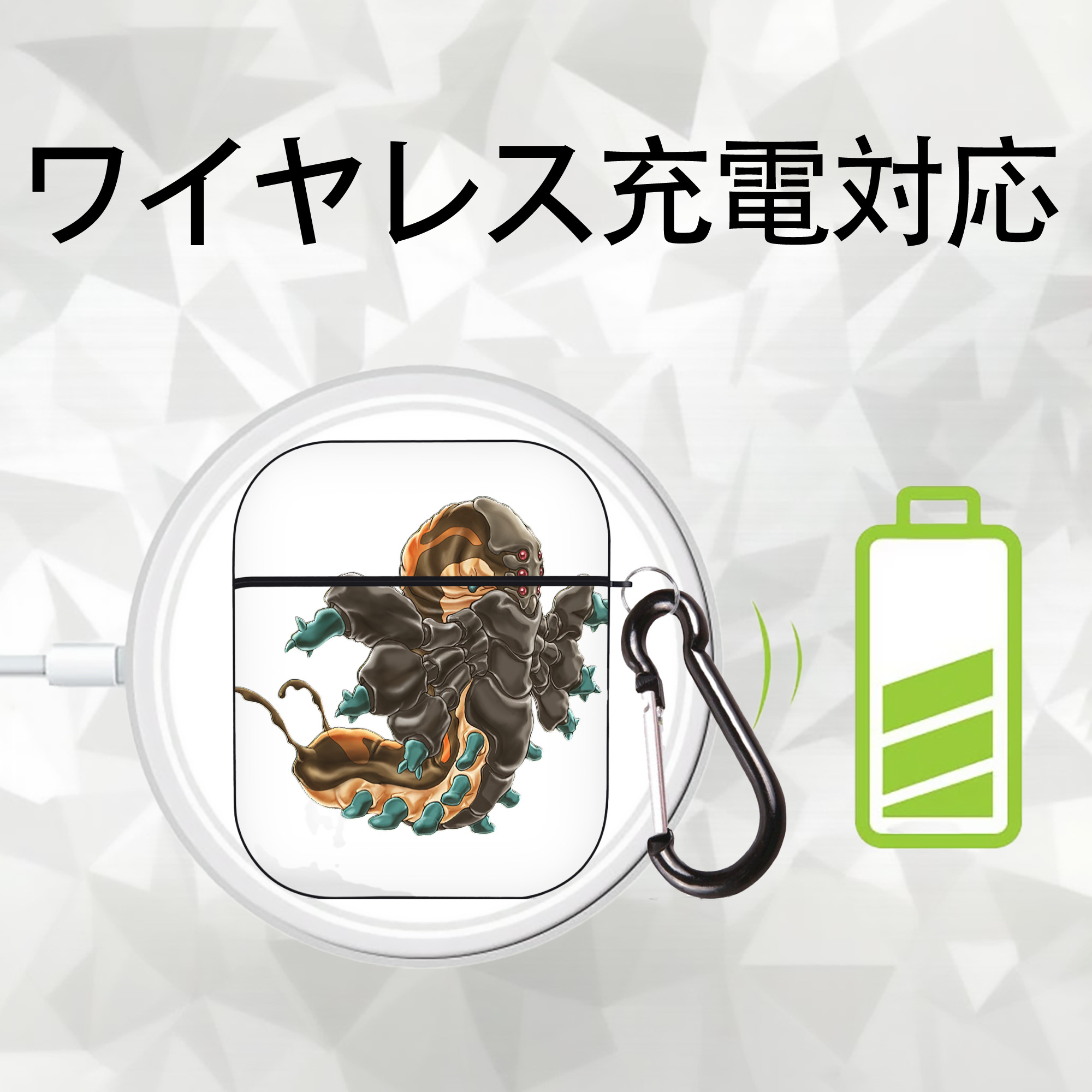 遊☆戯☆王 Yu-Gi-Oh! AirPods 第2世代保護ケース ハードシェル ブラック 耐衝撃・防指紋・カラビナ付き