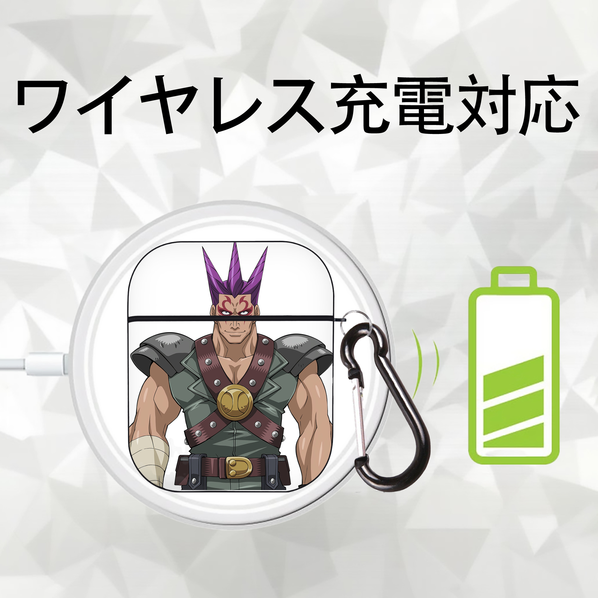 遊☆戯☆王 Yu-Gi-Oh! AirPods 第2世代保護ケース ハードシェル ブラック 耐衝撃・防指紋・カラビナ付き
