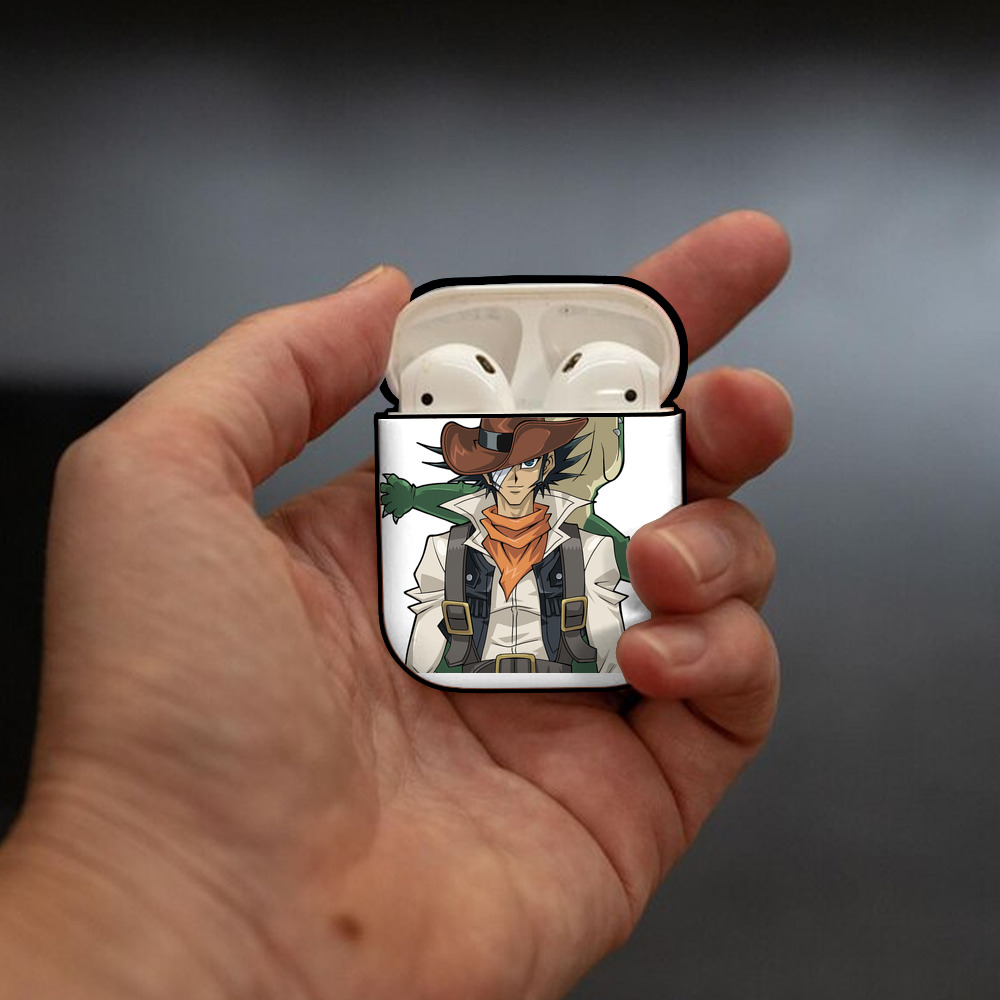 遊☆戯☆王 Yu-Gi-Oh! AirPods 第2世代保護ケース ハードシェル ブラック 耐衝撃・防指紋・カラビナ付き