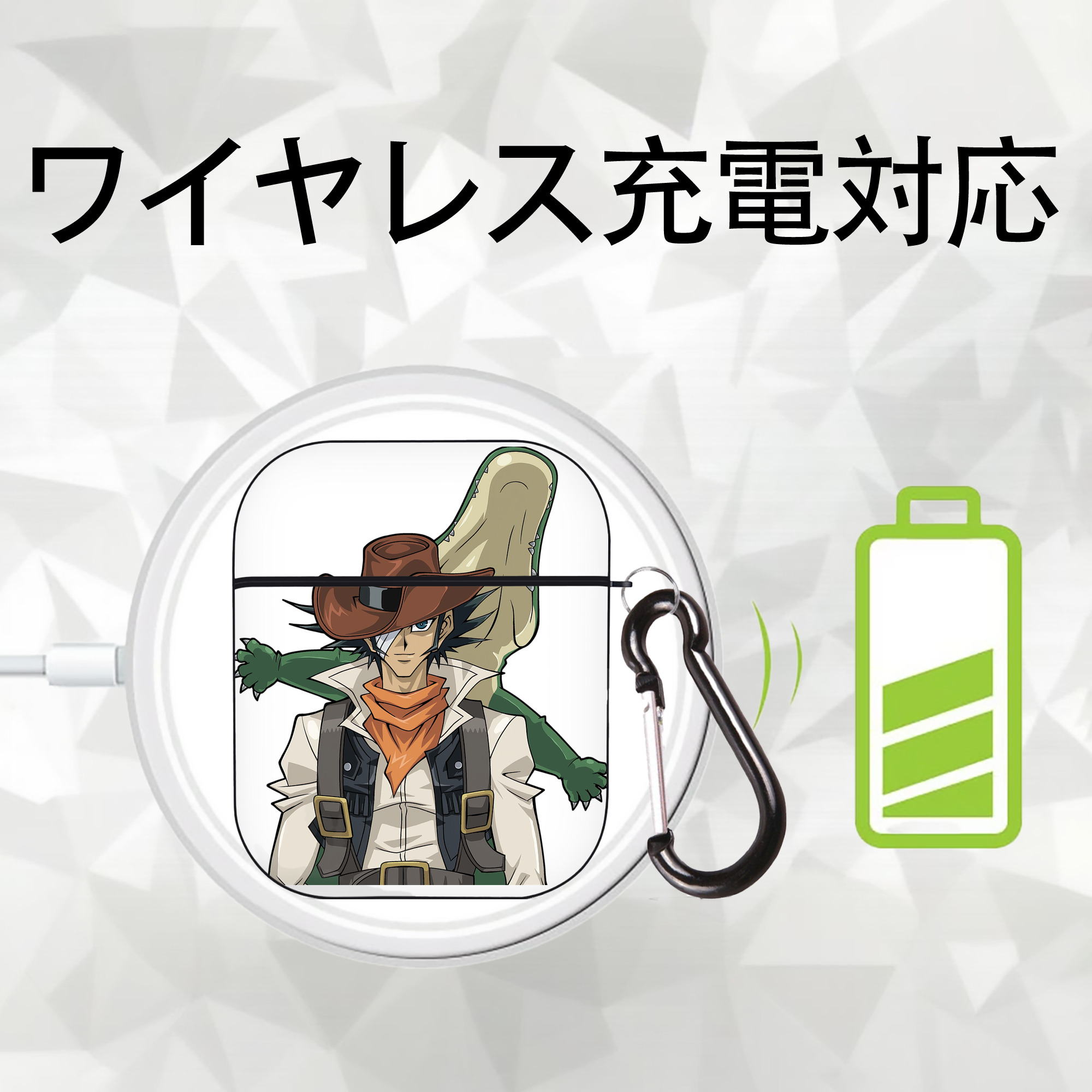 遊☆戯☆王 Yu-Gi-Oh! AirPods 第2世代保護ケース ハードシェル ブラック 耐衝撃・防指紋・カラビナ付き