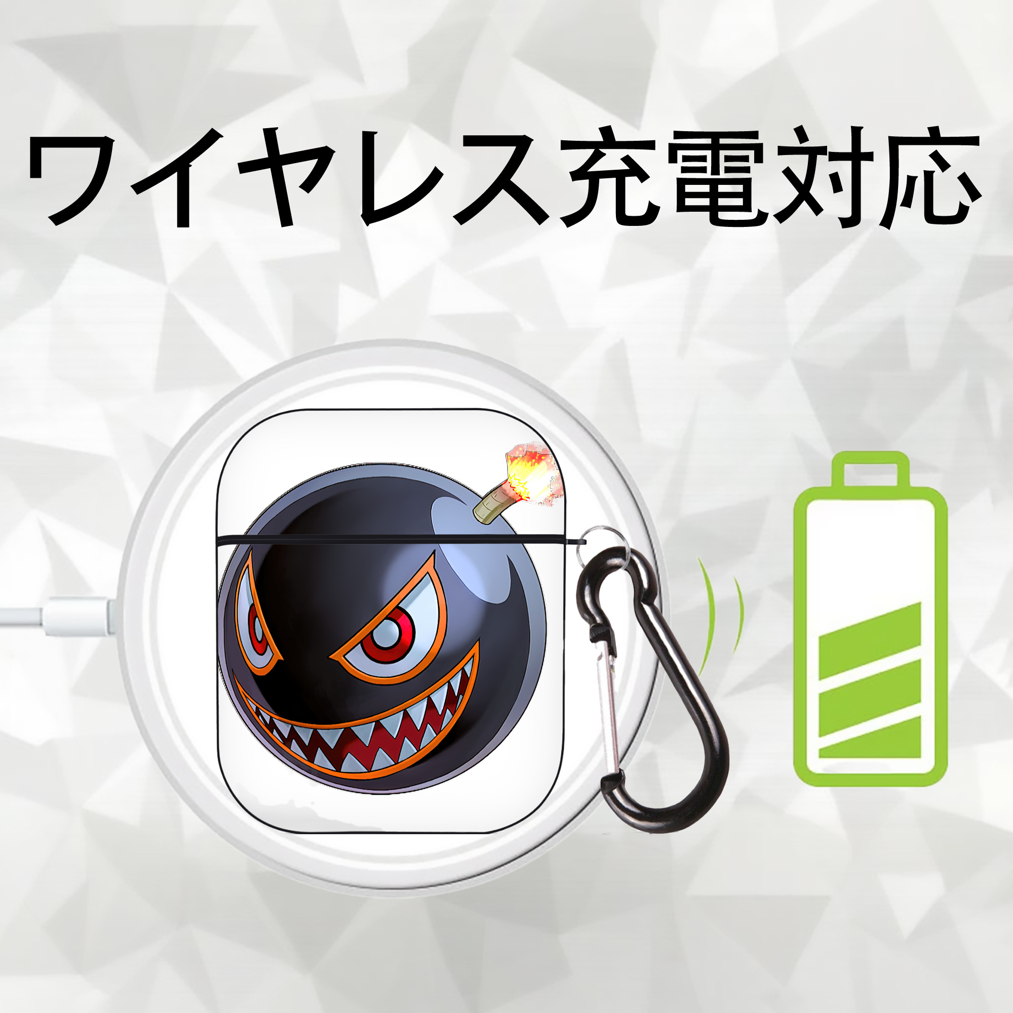 遊☆戯☆王 Yu-Gi-Oh! AirPods 第2世代保護ケース ハードシェル ブラック 耐衝撃・防指紋・カラビナ付き