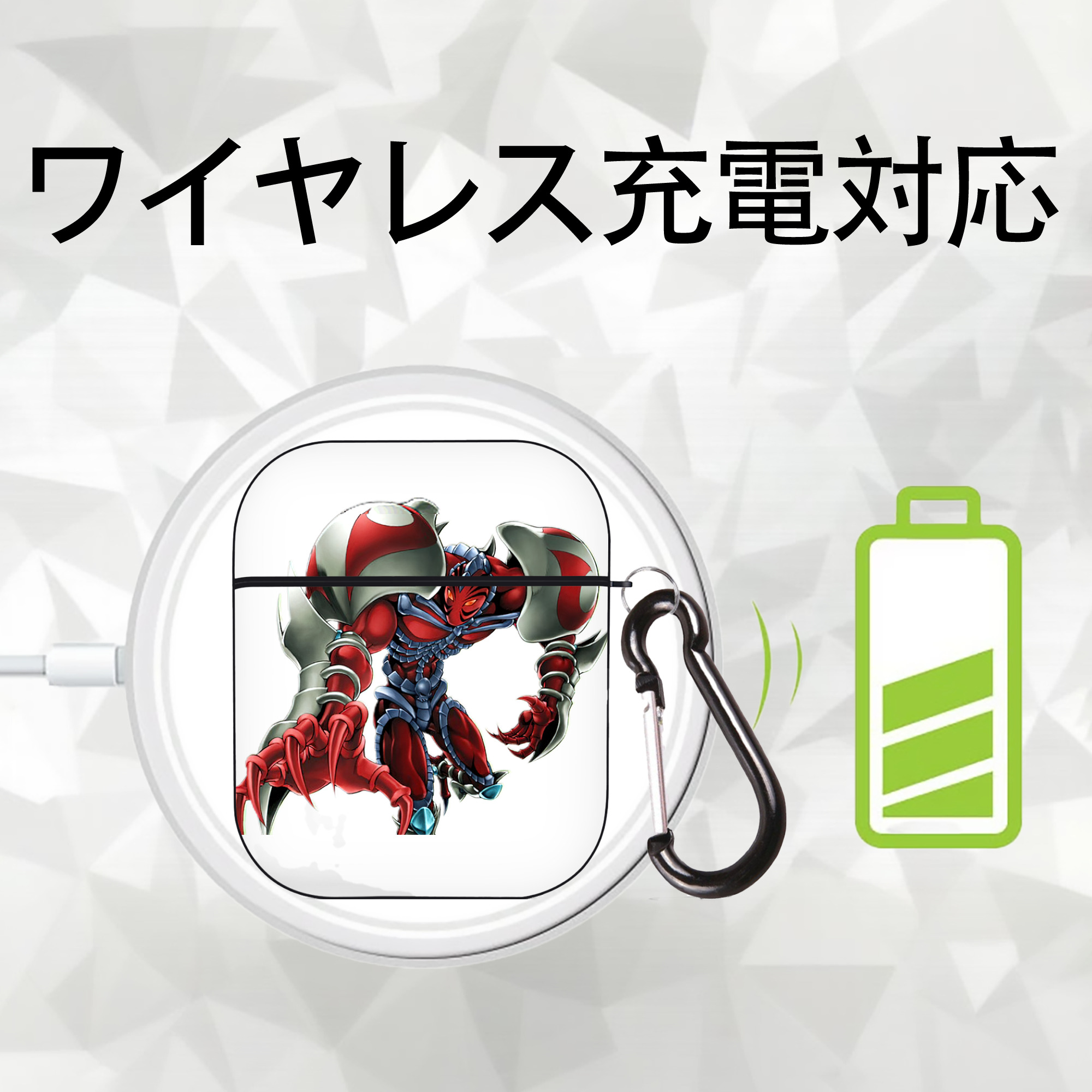 遊☆戯☆王 Yu-Gi-Oh! AirPods 第2世代保護ケース ハードシェル ブラック 耐衝撃・防指紋・カラビナ付き