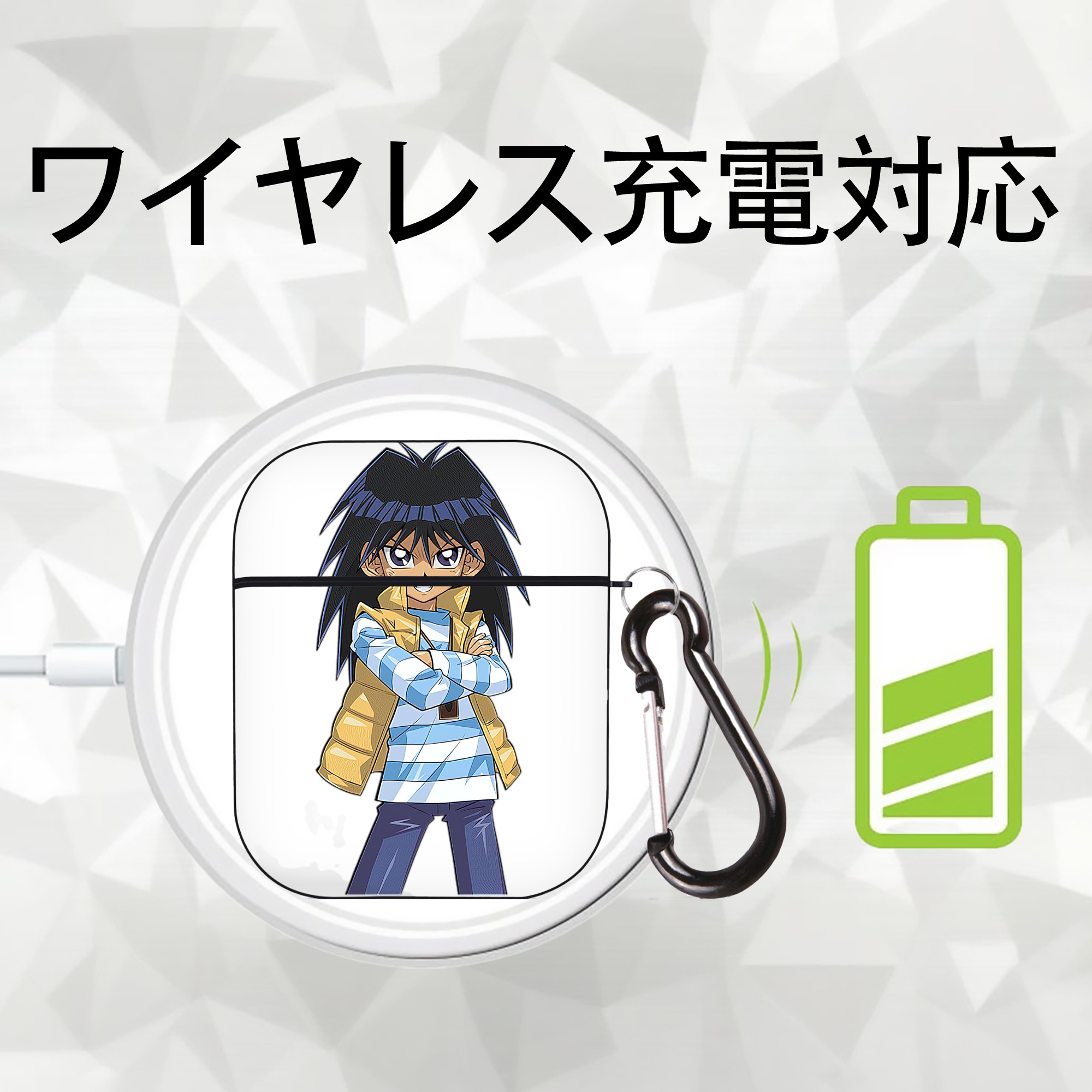 遊☆戯☆王 Yu-Gi-Oh! AirPods 第2世代保護ケース ハードシェル ブラック 耐衝撃・防指紋・カラビナ付き