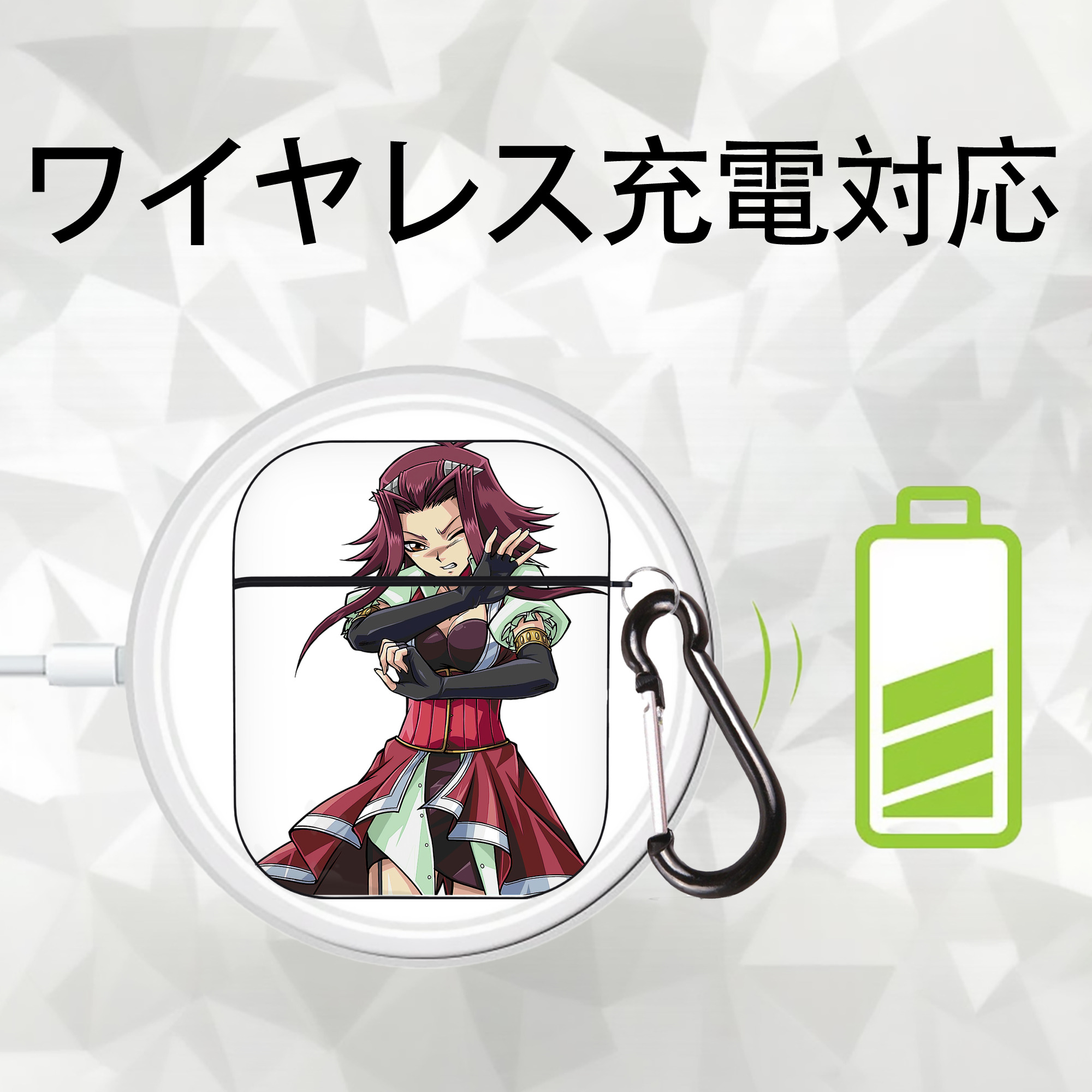 遊☆戯☆王 Yu-Gi-Oh! AirPods 第2世代保護ケース ハードシェル ブラック 耐衝撃・防指紋・カラビナ付き