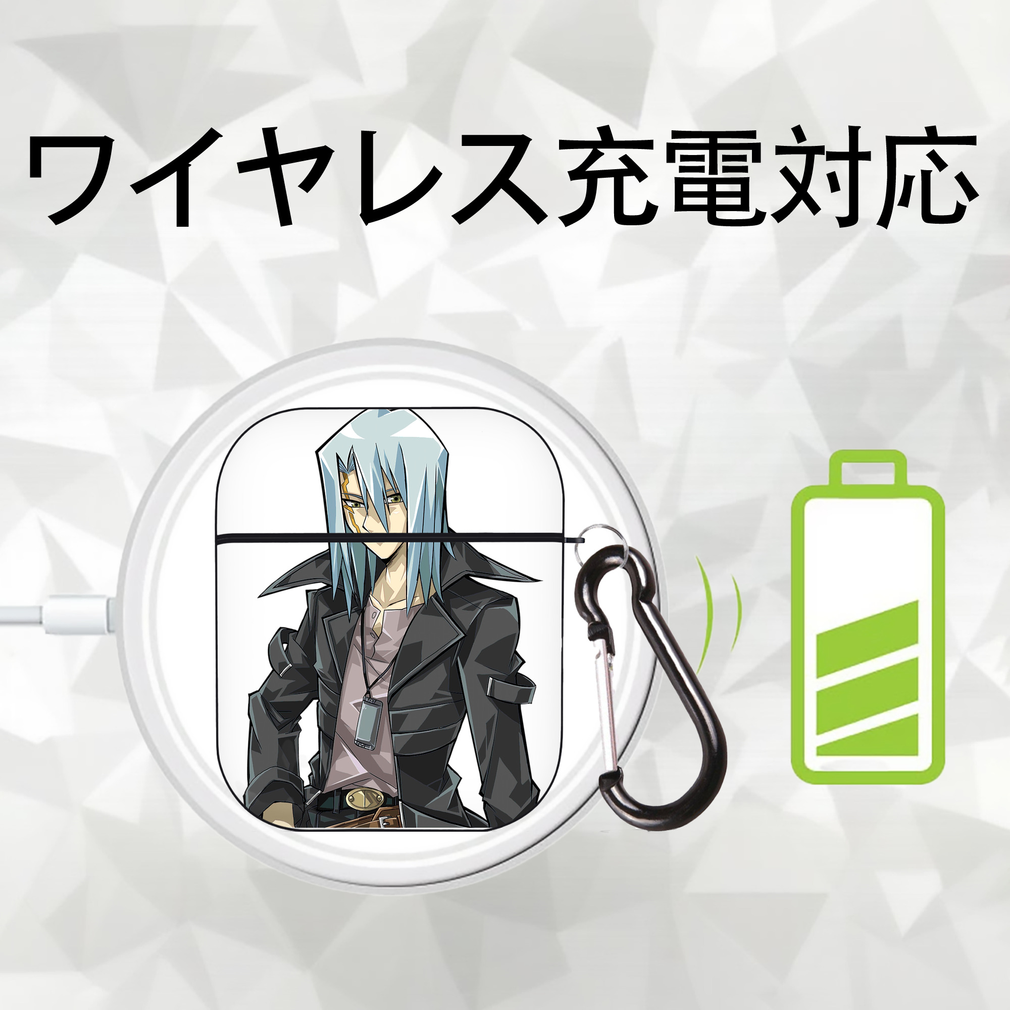 遊☆戯☆王 Yu-Gi-Oh! AirPods 第2世代保護ケース ハードシェル ブラック 耐衝撃・防指紋・カラビナ付き