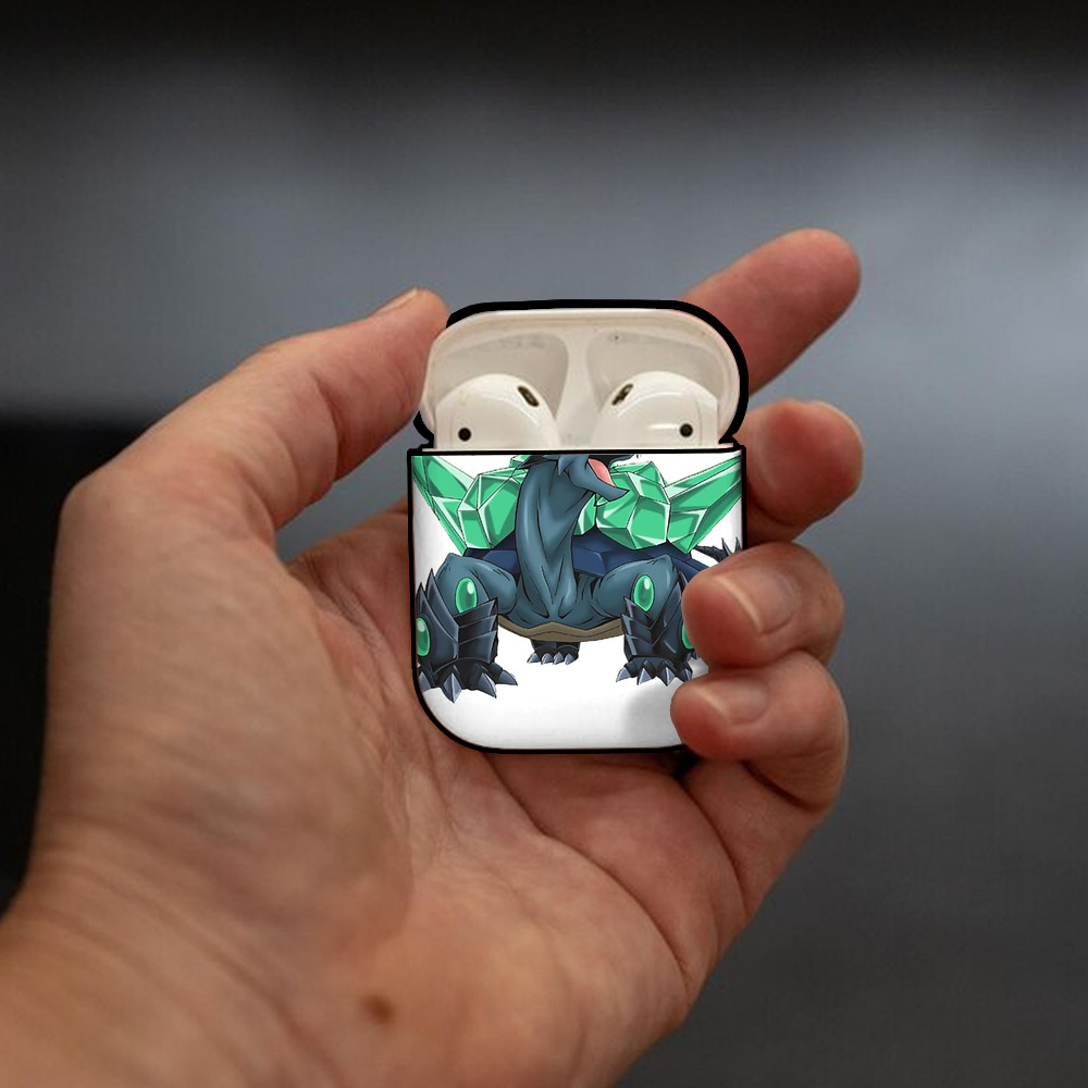 遊☆戯☆王 Yu-Gi-Oh! AirPods 第2世代保護ケース ハードシェル ブラック 耐衝撃・防指紋・カラビナ付き