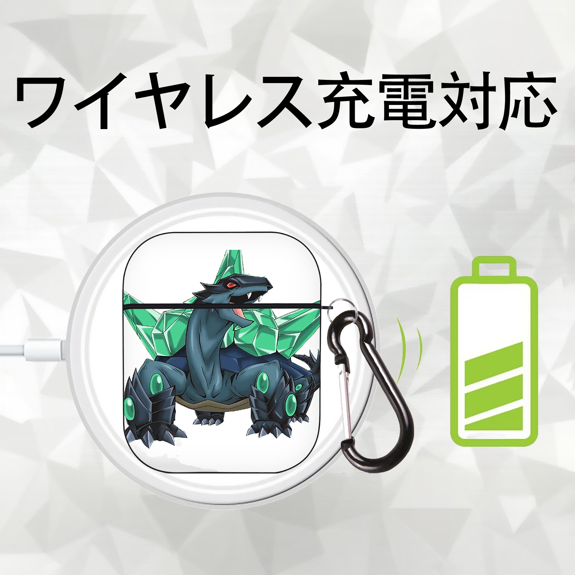 遊☆戯☆王 Yu-Gi-Oh! AirPods 第2世代保護ケース ハードシェル ブラック 耐衝撃・防指紋・カラビナ付き