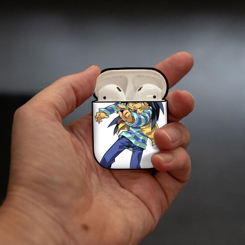 遊☆戯☆王 Yu-Gi-Oh! AirPods 第2世代保護ケース ハードシェル ブラック 耐衝撃・防指紋・カラビナ付き