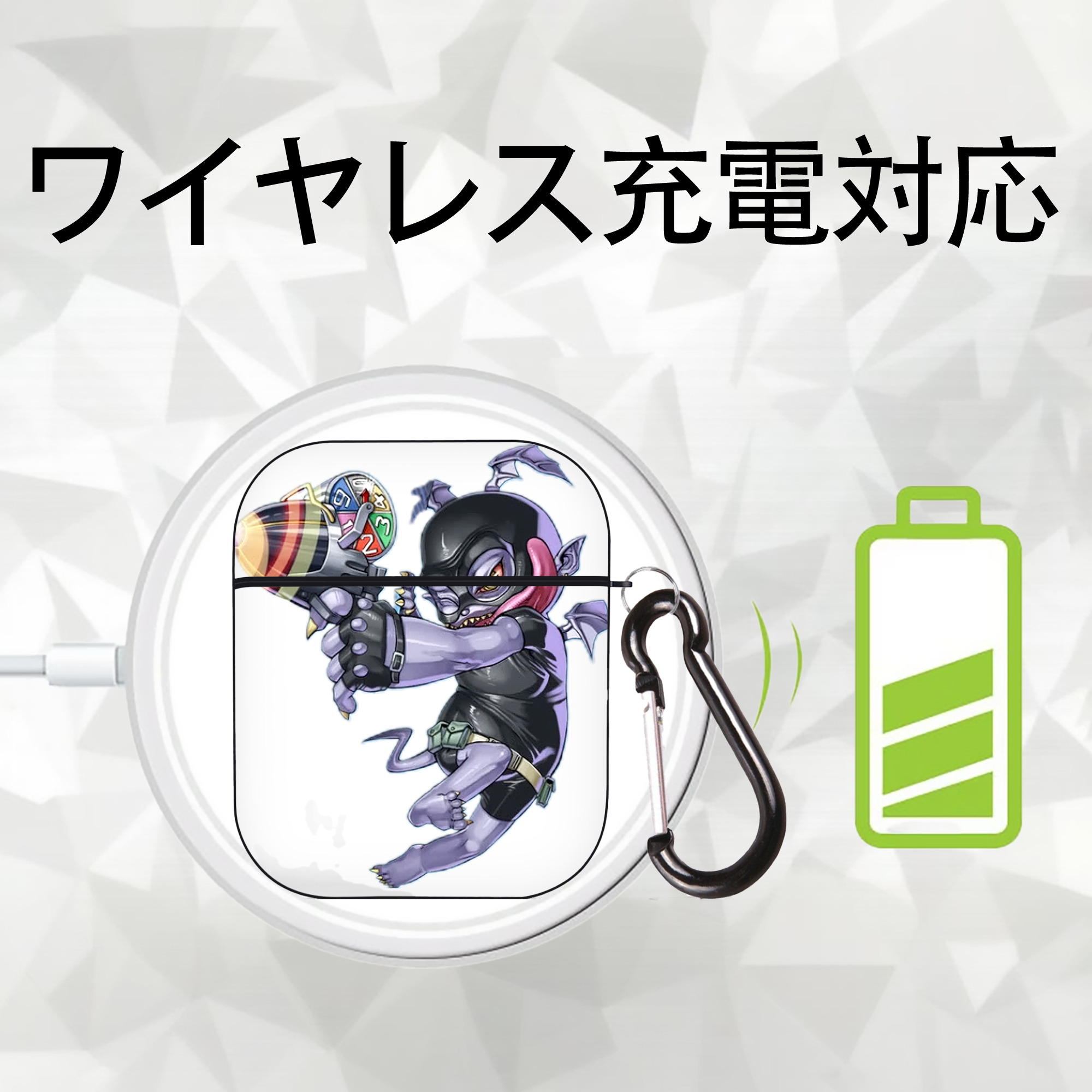 遊☆戯☆王 Yu-Gi-Oh! AirPods 第2世代保護ケース ハードシェル ブラック 耐衝撃・防指紋・カラビナ付き