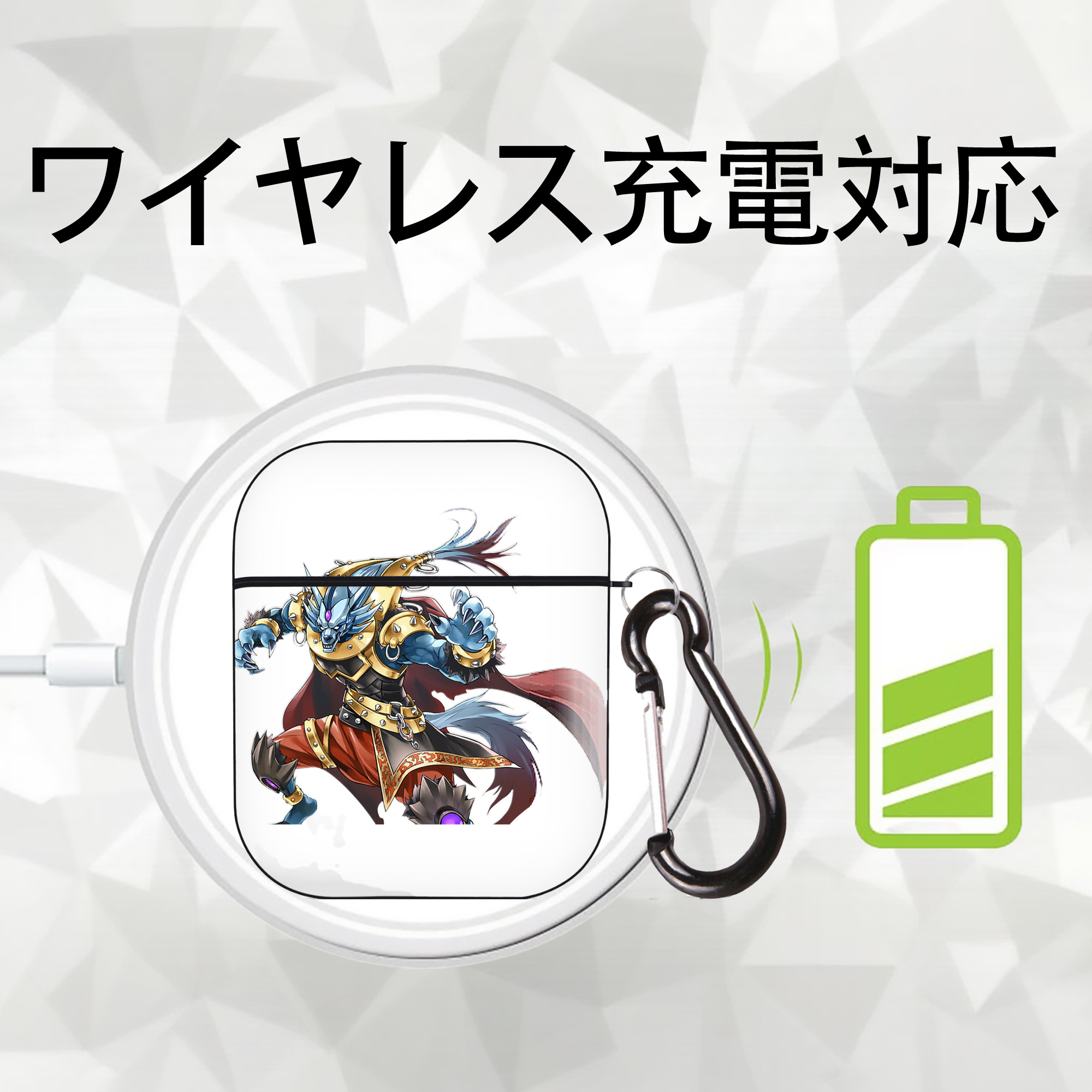 遊☆戯☆王 Yu-Gi-Oh! AirPods 第2世代保護ケース ハードシェル ブラック 耐衝撃・防指紋・カラビナ付き