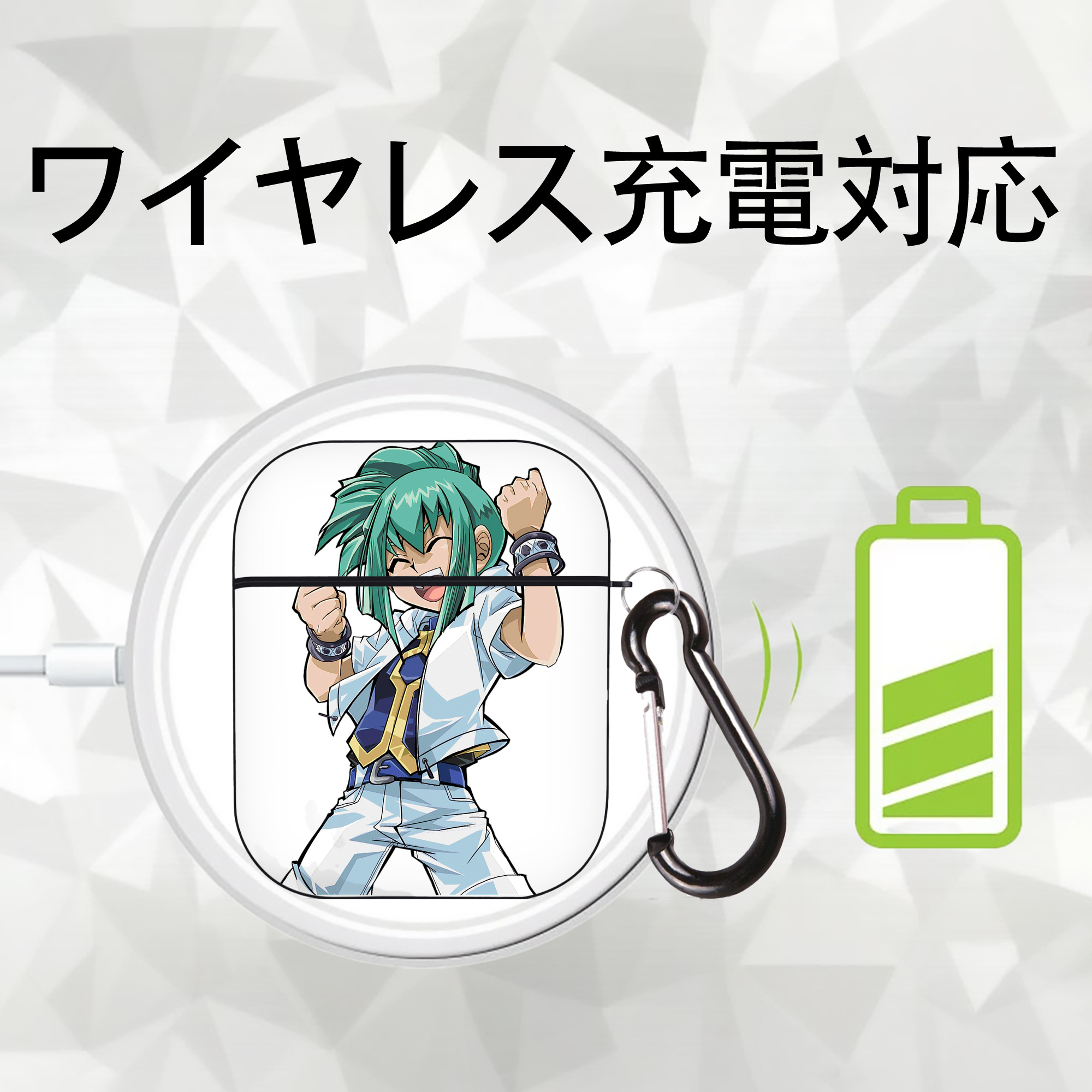 遊☆戯☆王 Yu-Gi-Oh! AirPods 第2世代保護ケース ハードシェル ブラック 耐衝撃・防指紋・カラビナ付き