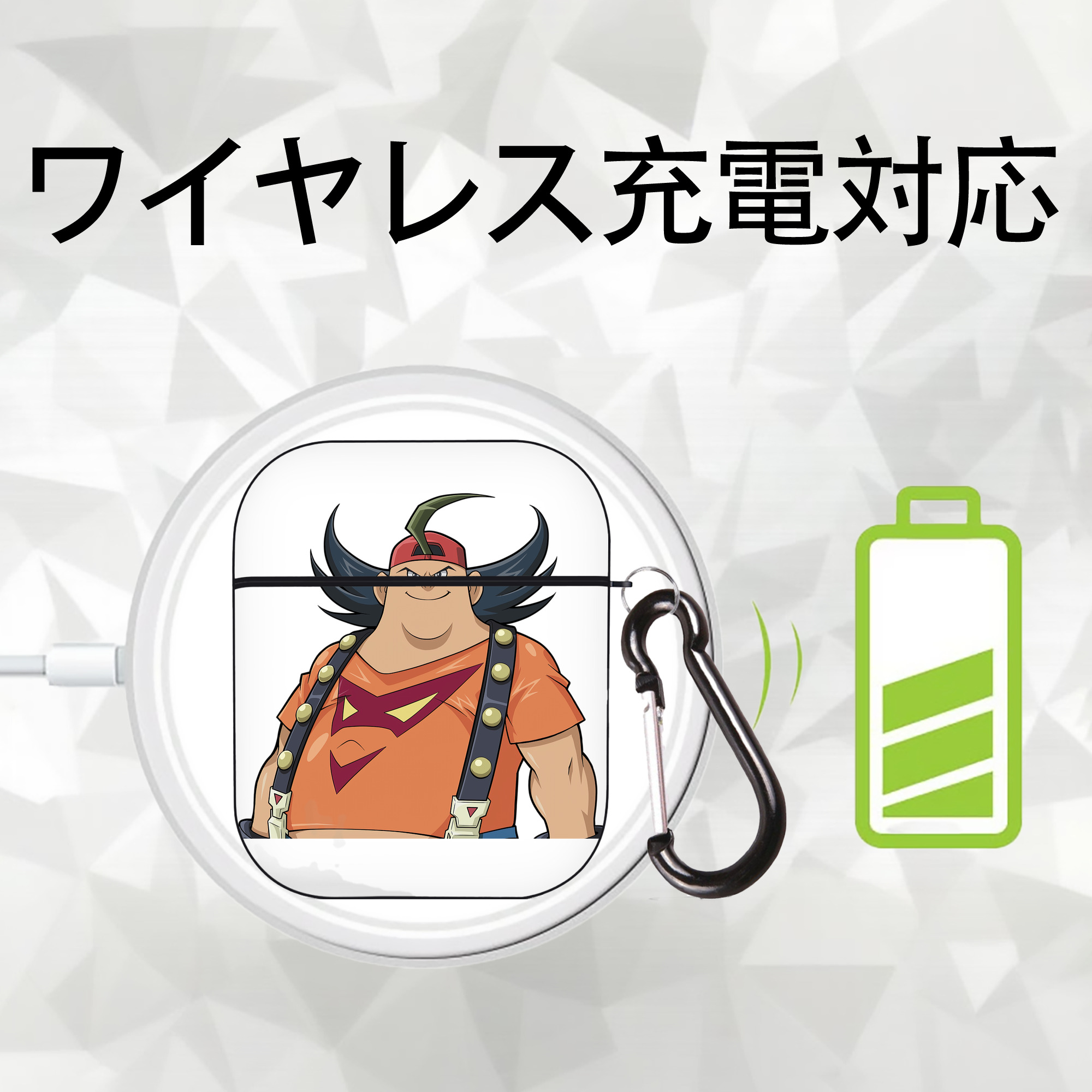 遊☆戯☆王 Yu-Gi-Oh! AirPods 第2世代保護ケース ハードシェル ブラック 耐衝撃・防指紋・カラビナ付き