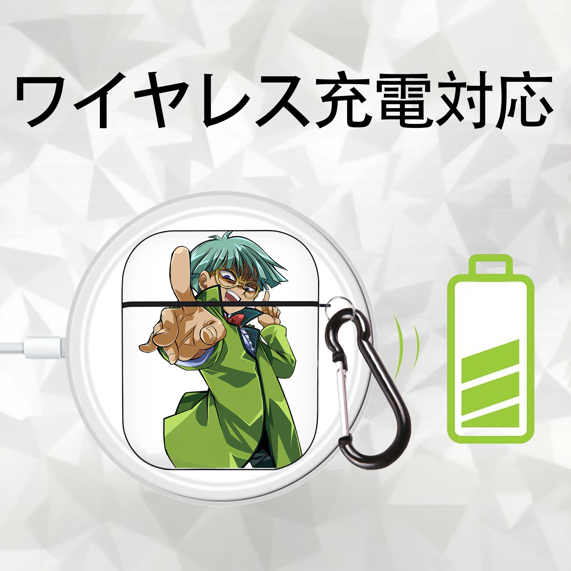 遊☆戯☆王 Yu-Gi-Oh! AirPods 第2世代保護ケース ハードシェル ブラック 耐衝撃・防指紋・カラビナ付き