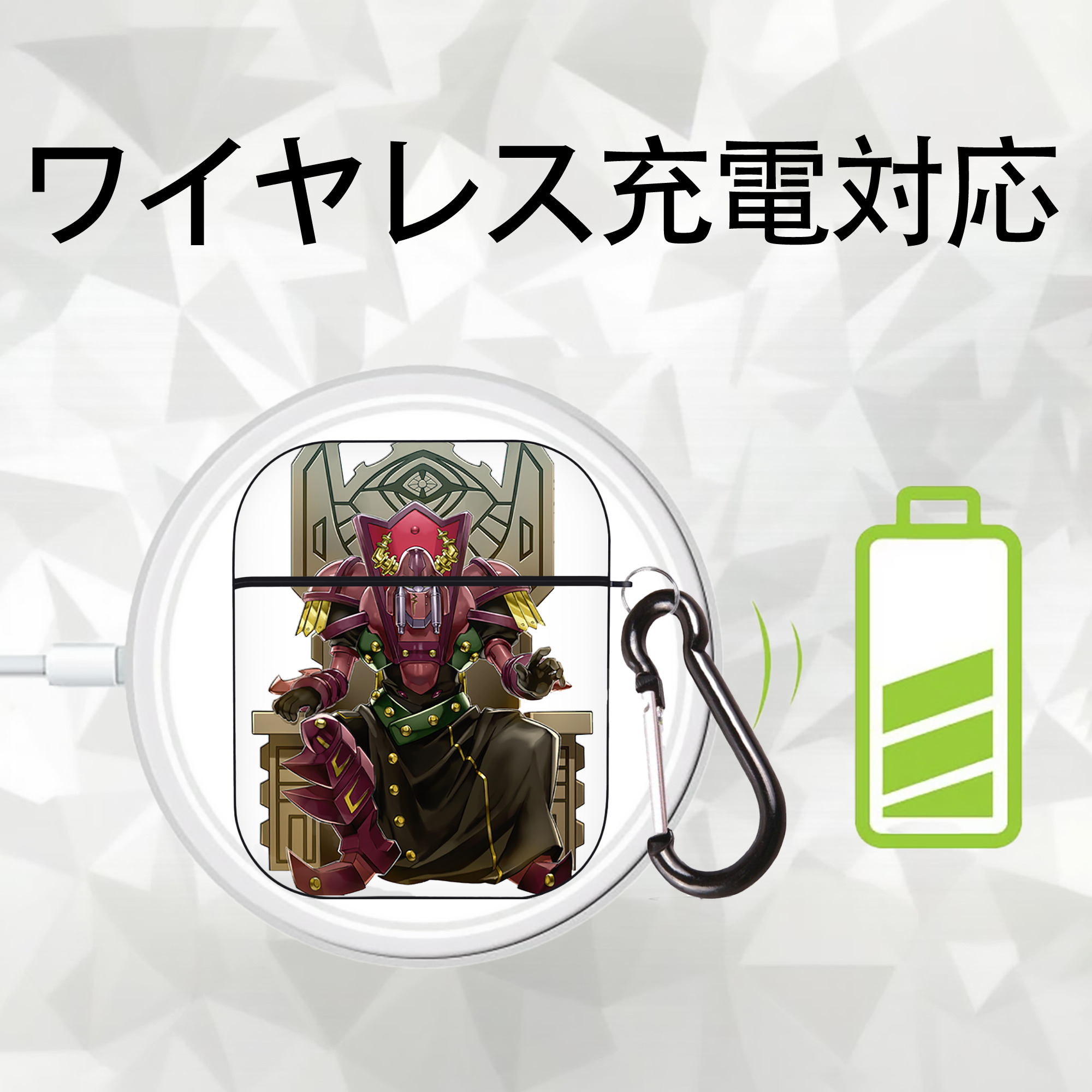 遊☆戯☆王 Yu-Gi-Oh! AirPods 第2世代保護ケース ハードシェル ブラック 耐衝撃・防指紋・カラビナ付き