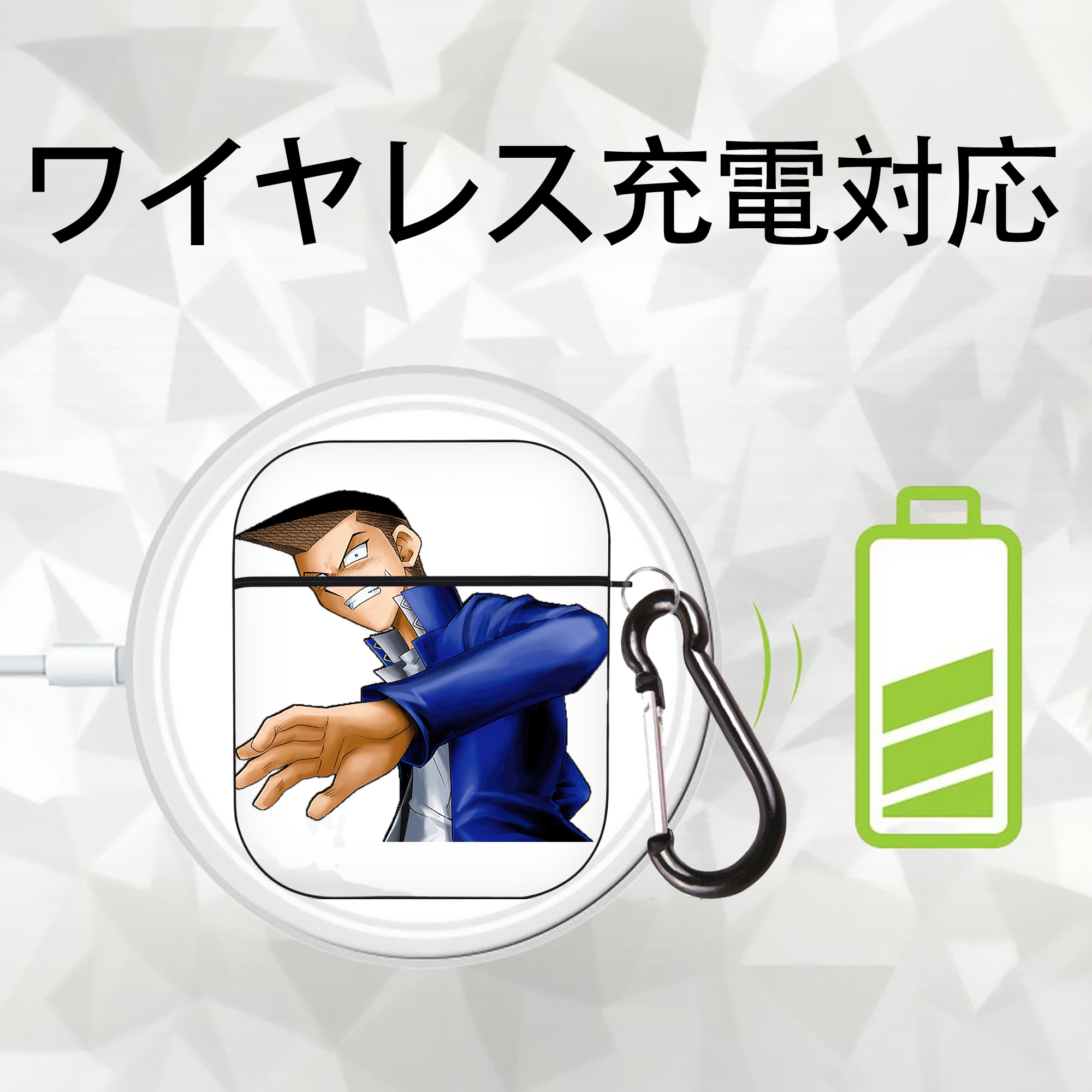 遊☆戯☆王 Yu-Gi-Oh! AirPods 第2世代保護ケース ハードシェル ブラック 耐衝撃・防指紋・カラビナ付き