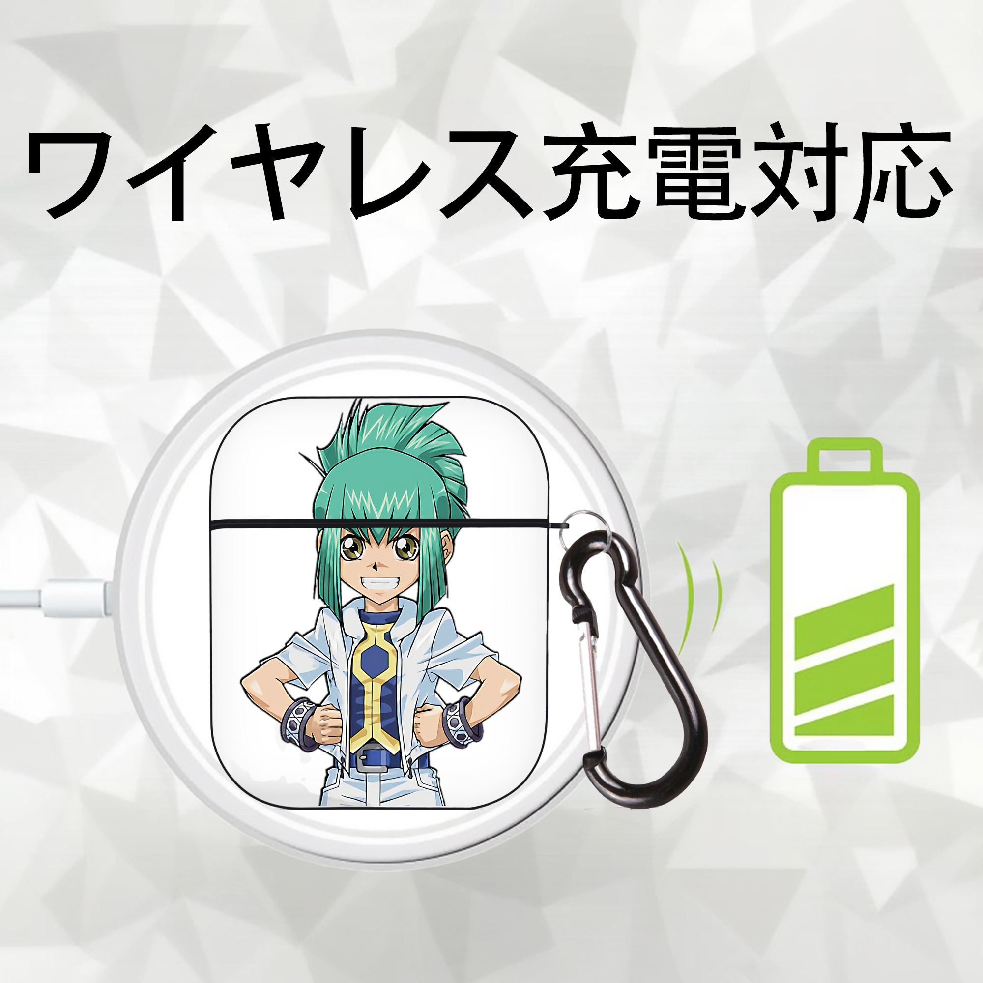 遊☆戯☆王 Yu-Gi-Oh! AirPods 第2世代保護ケース ハードシェル ブラック 耐衝撃・防指紋・カラビナ付き