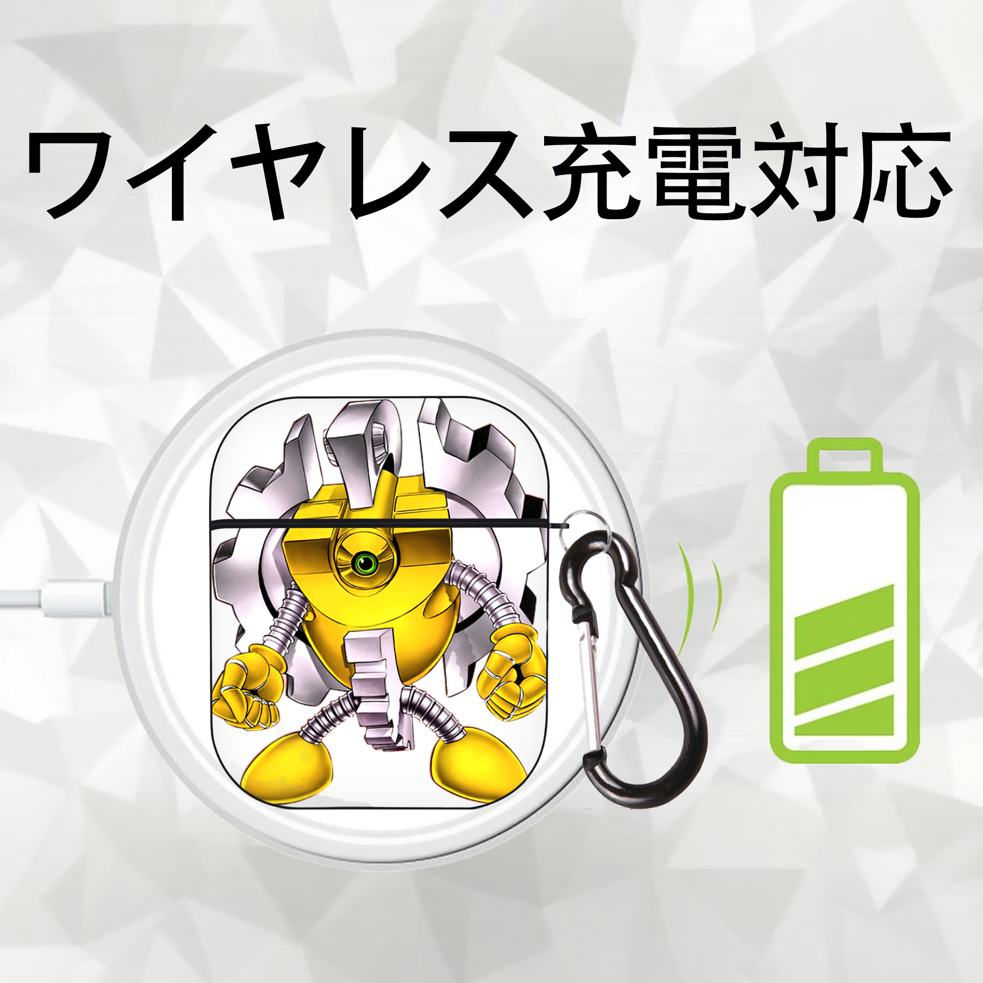 遊☆戯☆王 Yu-Gi-Oh! AirPods 第2世代保護ケース ハードシェル ブラック 耐衝撃・防指紋・カラビナ付き