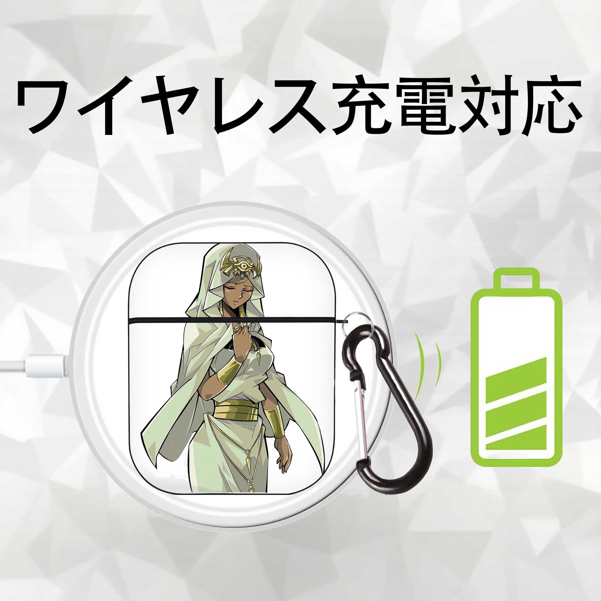 遊☆戯☆王 Yu-Gi-Oh! AirPods 第2世代保護ケース ハードシェル ブラック 耐衝撃・防指紋・カラビナ付き