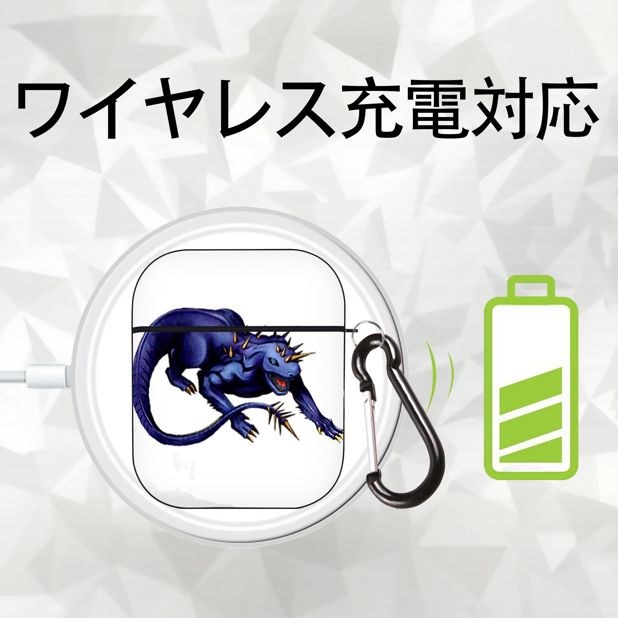 遊☆戯☆王 Yu-Gi-Oh! AirPods 第2世代保護ケース ハードシェル ブラック 耐衝撃・防指紋・カラビナ付き