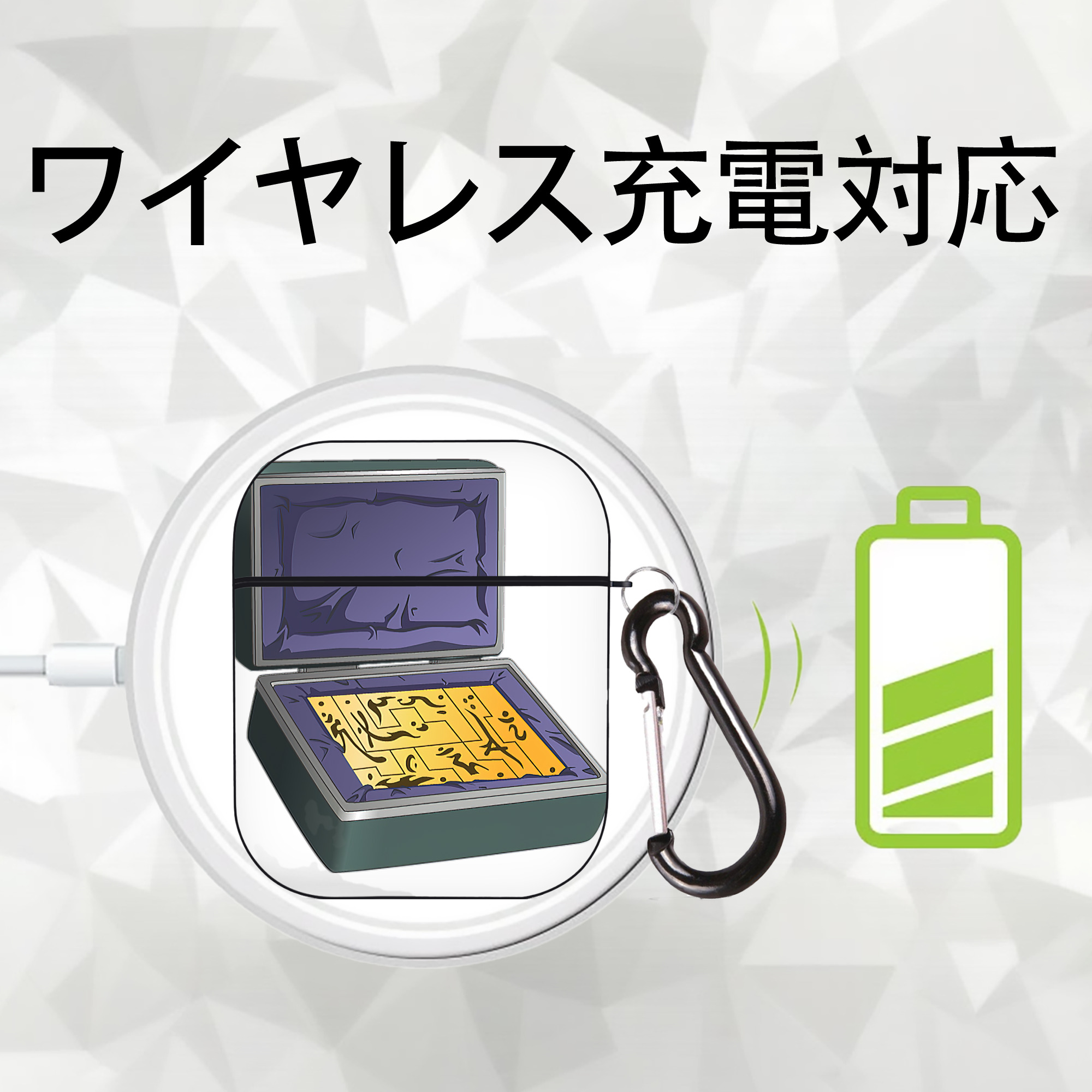 遊☆戯☆王 Yu-Gi-Oh! AirPods 第2世代保護ケース ハードシェル ブラック 耐衝撃・防指紋・カラビナ付き