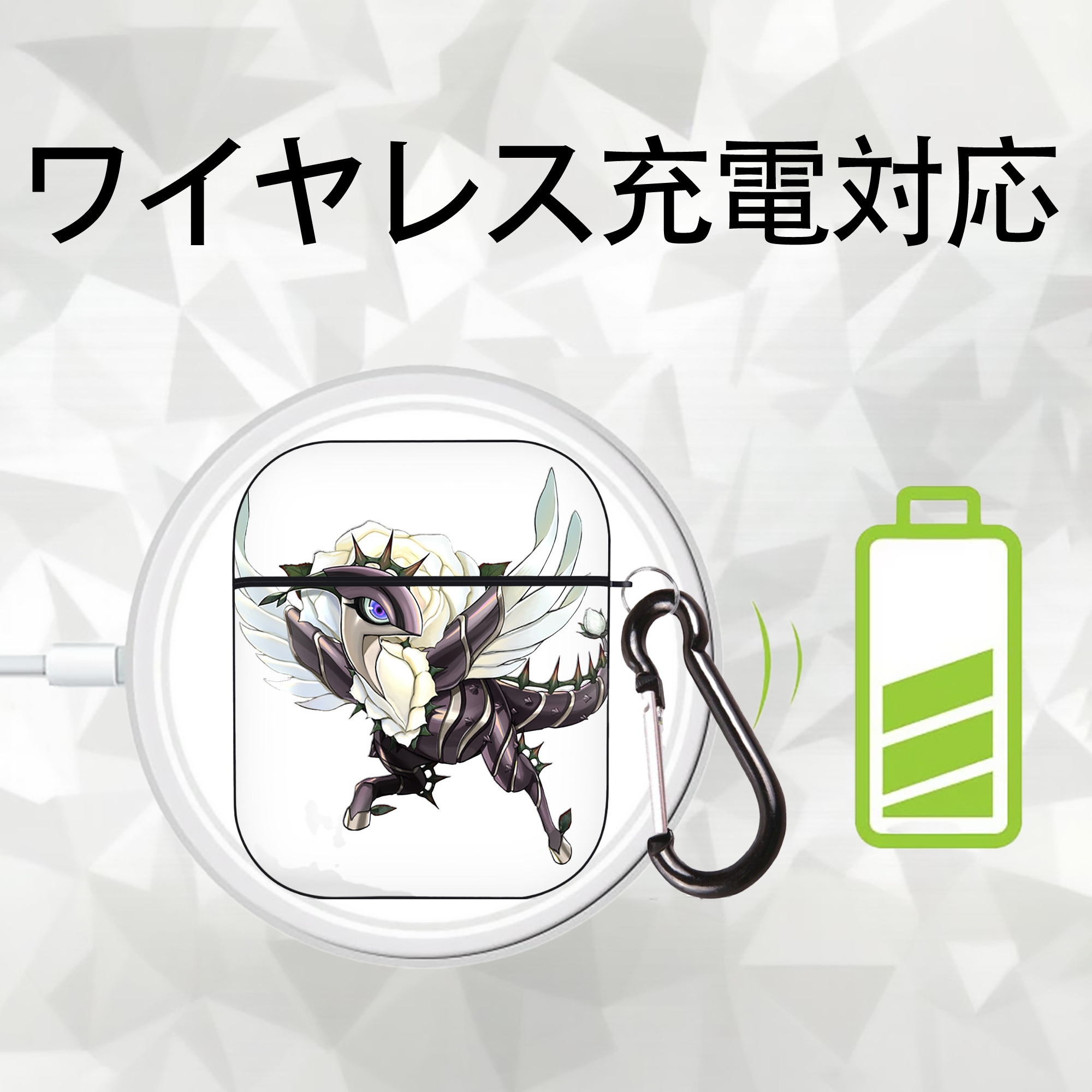 遊☆戯☆王 Yu-Gi-Oh! AirPods 第2世代保護ケース ハードシェル ブラック 耐衝撃・防指紋・カラビナ付き