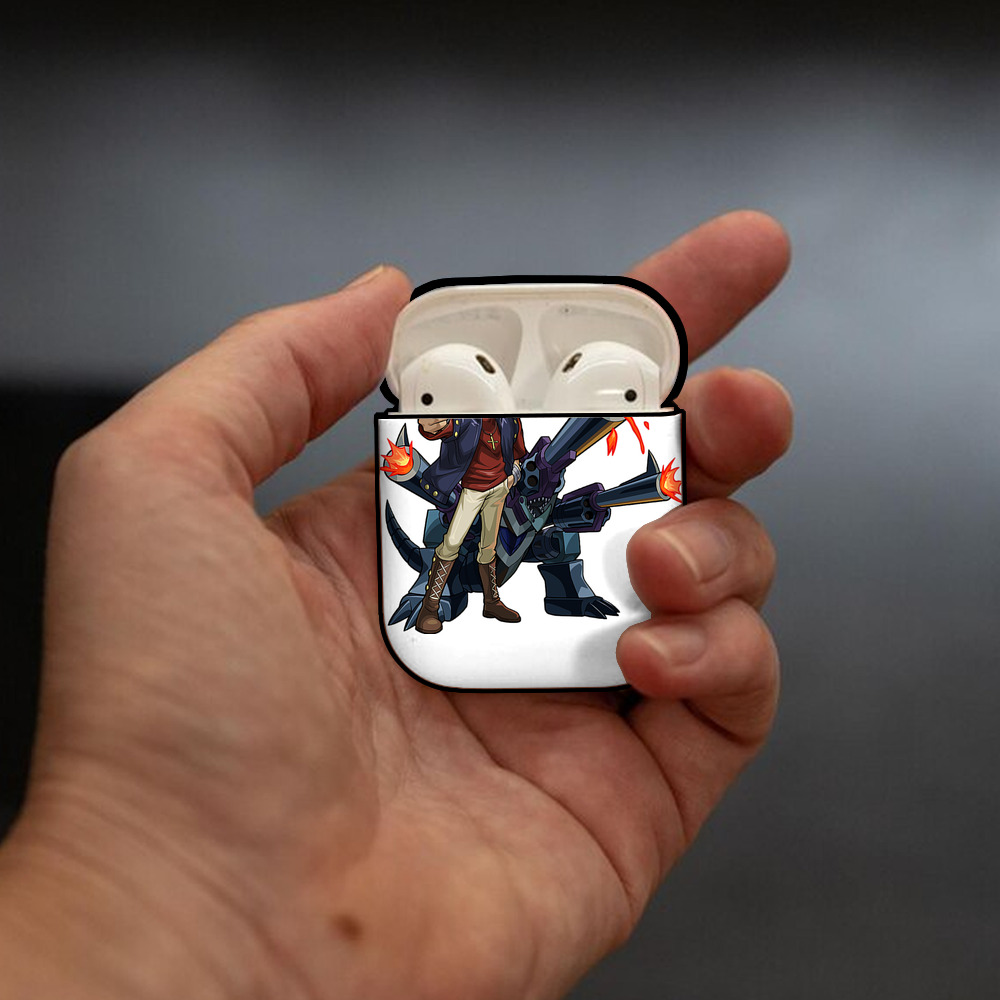 遊☆戯☆王 Yu-Gi-Oh! AirPods 第2世代保護ケース ハードシェル ブラック 耐衝撃・防指紋・カラビナ付き