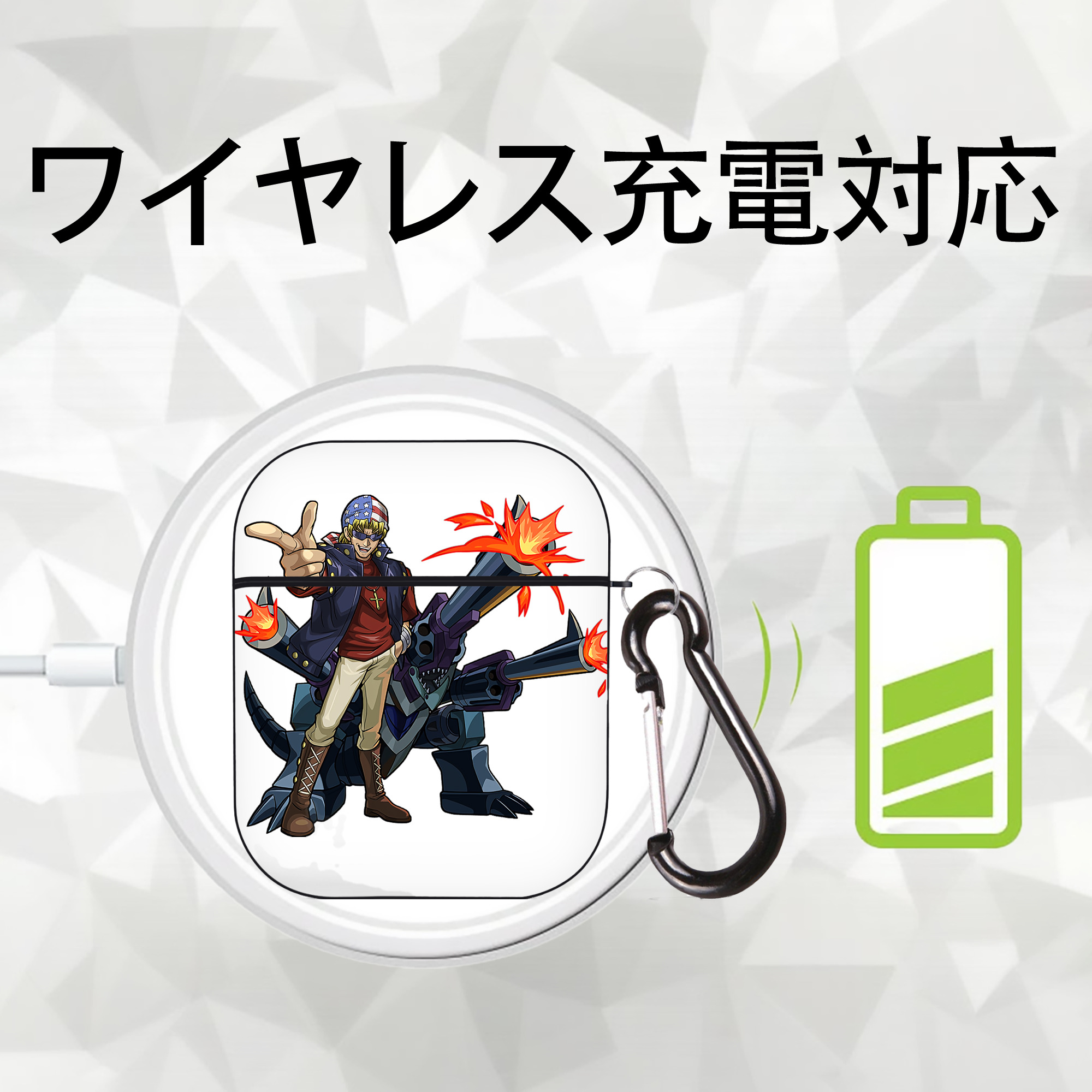 遊☆戯☆王 Yu-Gi-Oh! AirPods 第2世代保護ケース ハードシェル ブラック 耐衝撃・防指紋・カラビナ付き