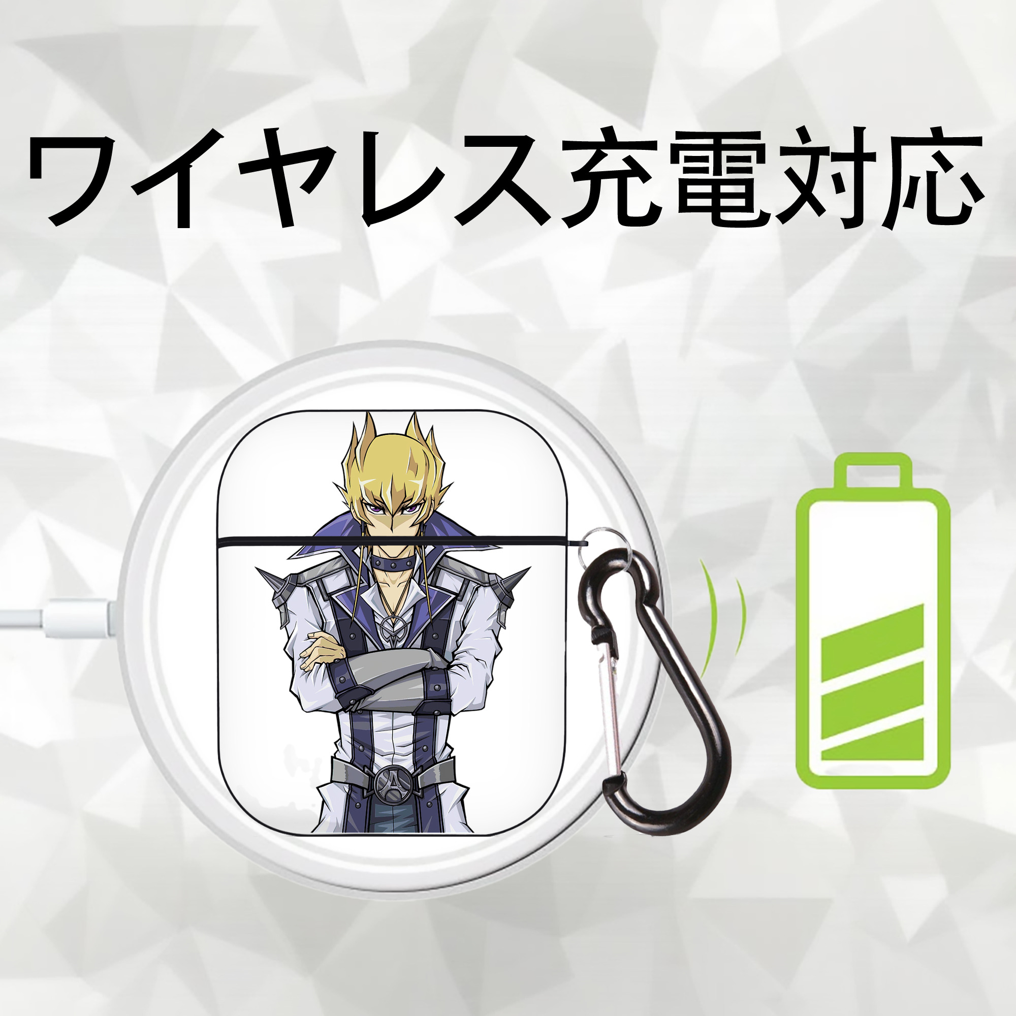 遊☆戯☆王 Yu-Gi-Oh! AirPods 第2世代保護ケース ハードシェル ブラック 耐衝撃・防指紋・カラビナ付き