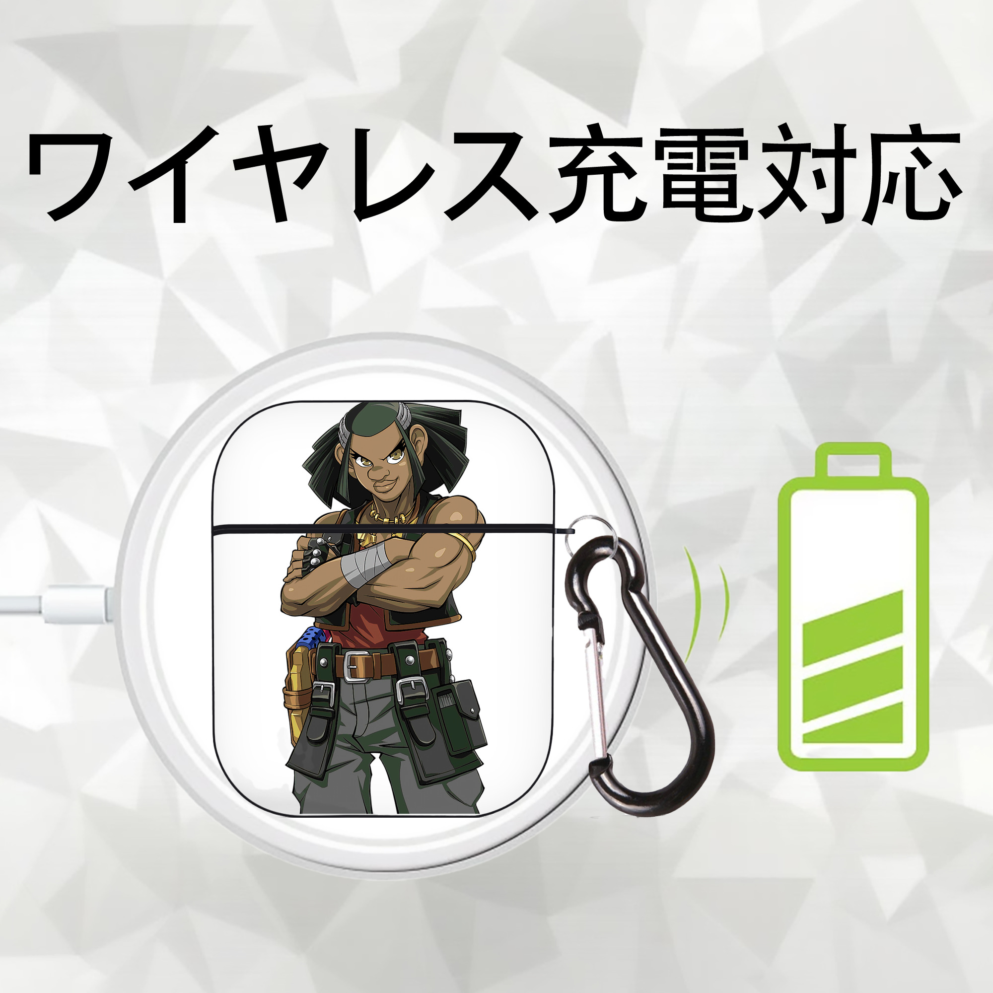 遊☆戯☆王 Yu-Gi-Oh! AirPods 第2世代保護ケース ハードシェル ブラック 耐衝撃・防指紋・カラビナ付き