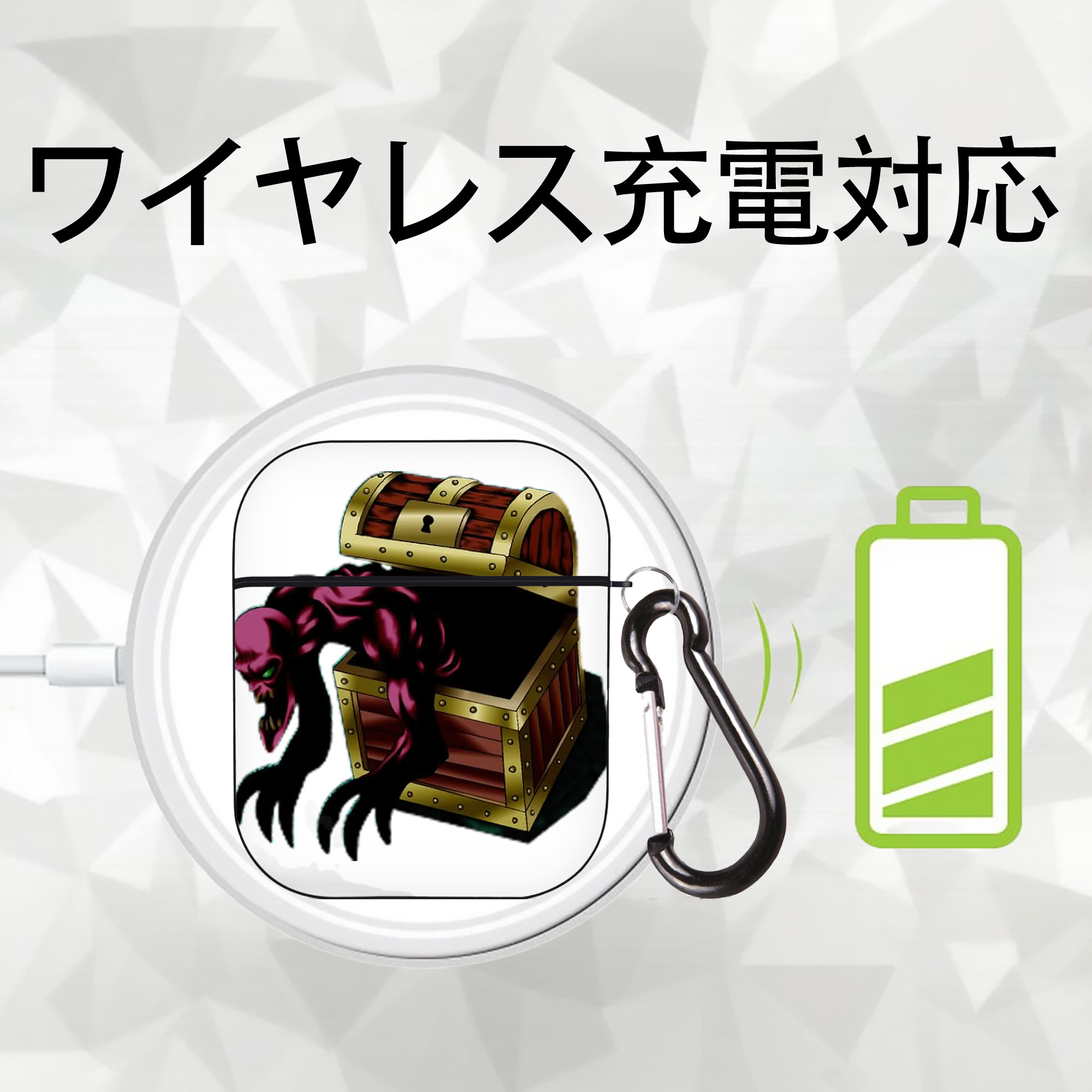 遊☆戯☆王 Yu-Gi-Oh! AirPods 第2世代保護ケース ハードシェル ブラック 耐衝撃・防指紋・カラビナ付き