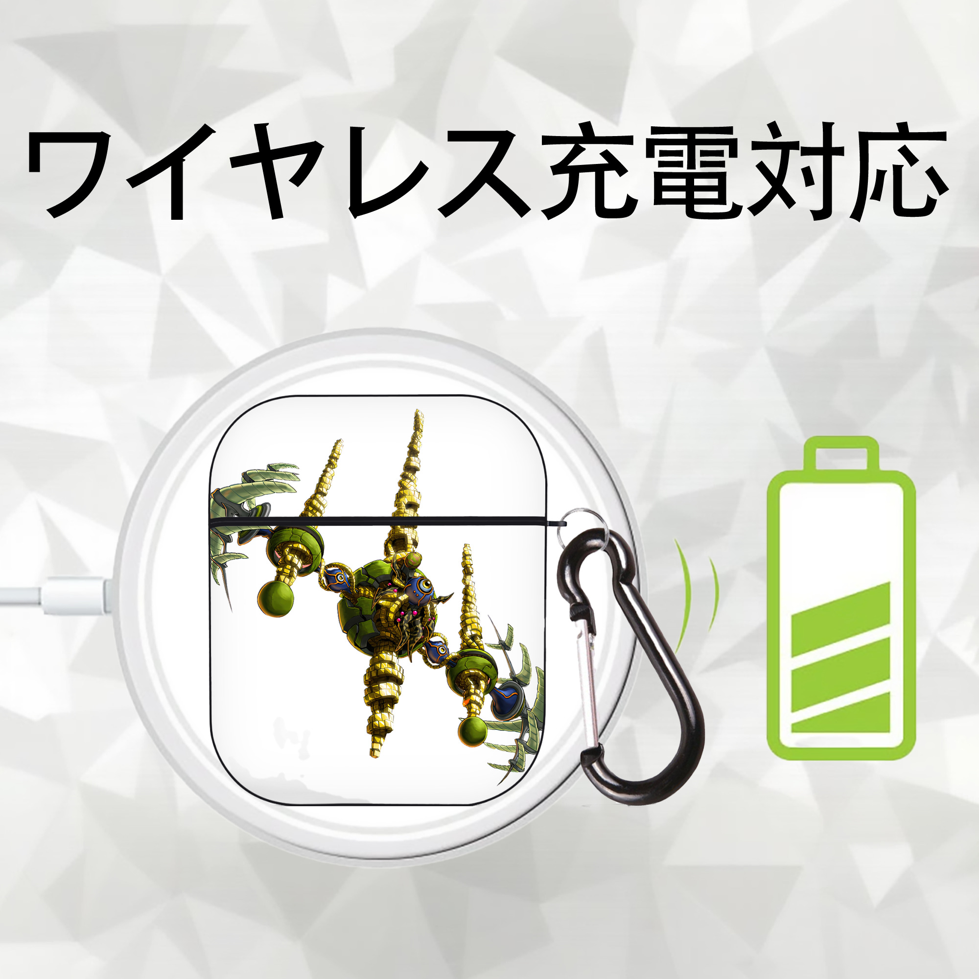 遊☆戯☆王 Yu-Gi-Oh! AirPods 第2世代保護ケース ハードシェル ブラック 耐衝撃・防指紋・カラビナ付き