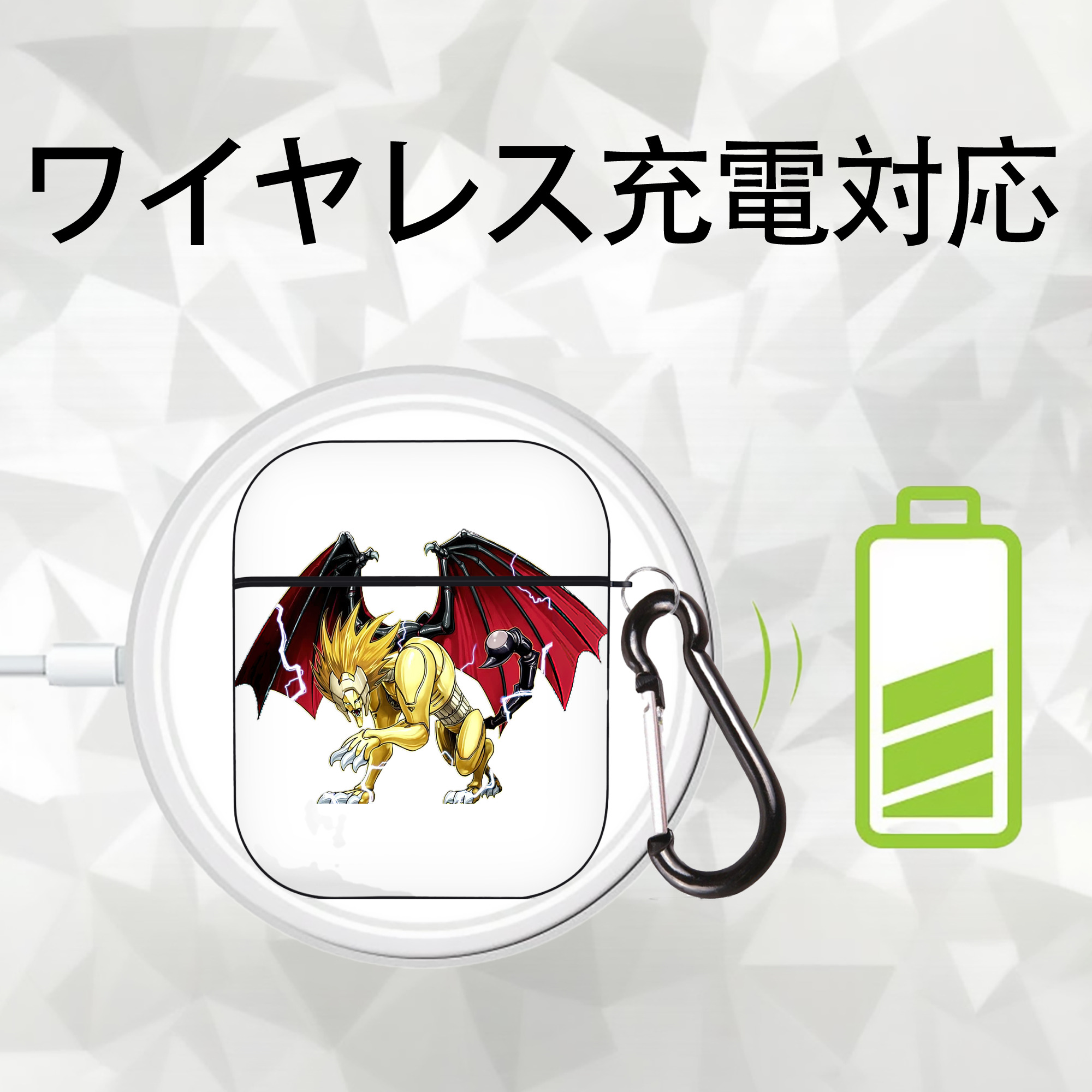 遊☆戯☆王 Yu-Gi-Oh! AirPods 第2世代保護ケース ハードシェル ブラック 耐衝撃・防指紋・カラビナ付き