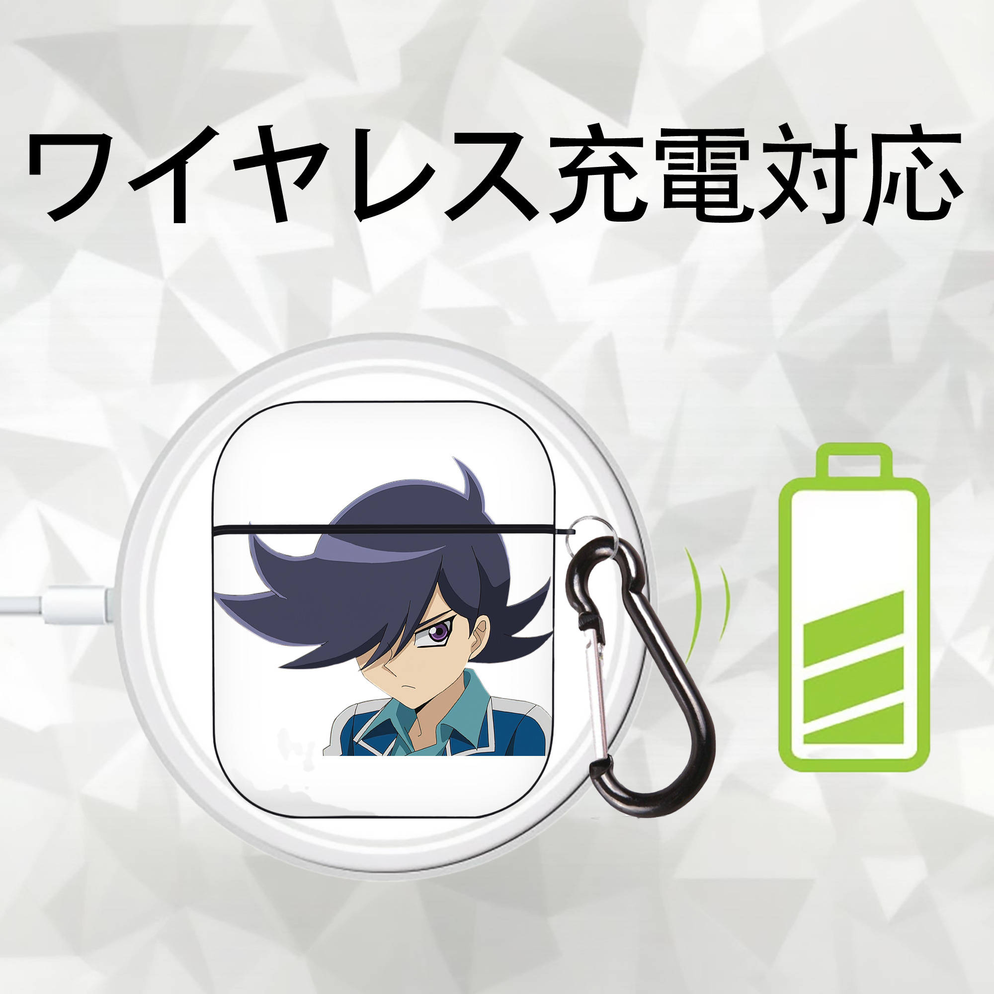 遊☆戯☆王 Yu-Gi-Oh! AirPods 第2世代保護ケース ハードシェル ブラック 耐衝撃・防指紋・カラビナ付き