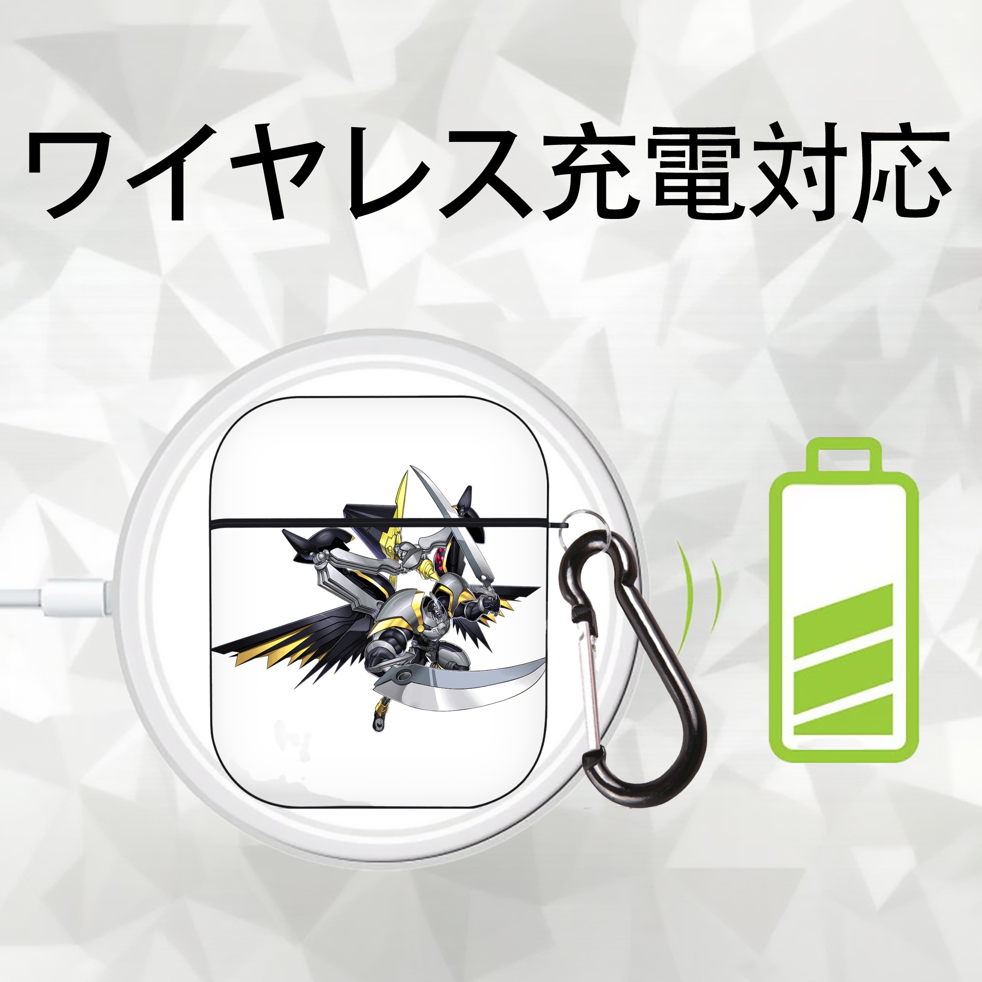 遊☆戯☆王 Yu-Gi-Oh! AirPods 第2世代保護ケース ハードシェル ブラック 耐衝撃・防指紋・カラビナ付き
