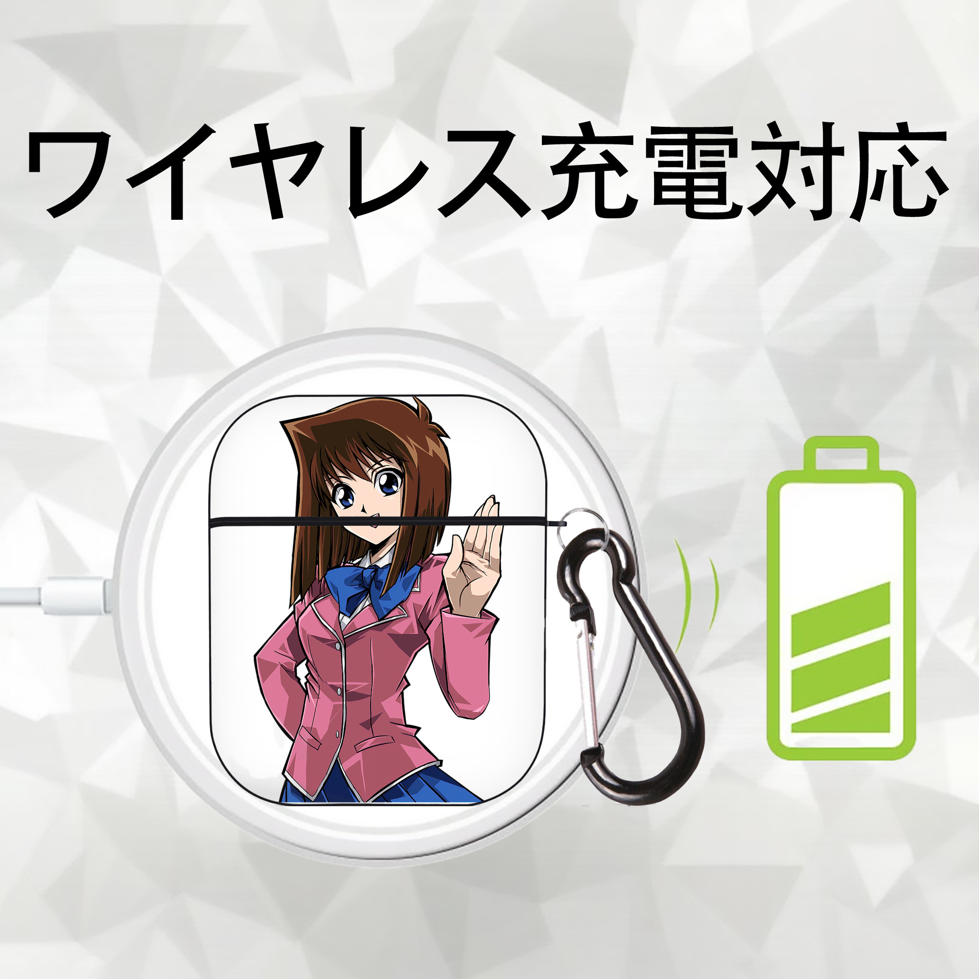 遊☆戯☆王 Yu-Gi-Oh! AirPods 第2世代保護ケース ハードシェル ブラック 耐衝撃・防指紋・カラビナ付き