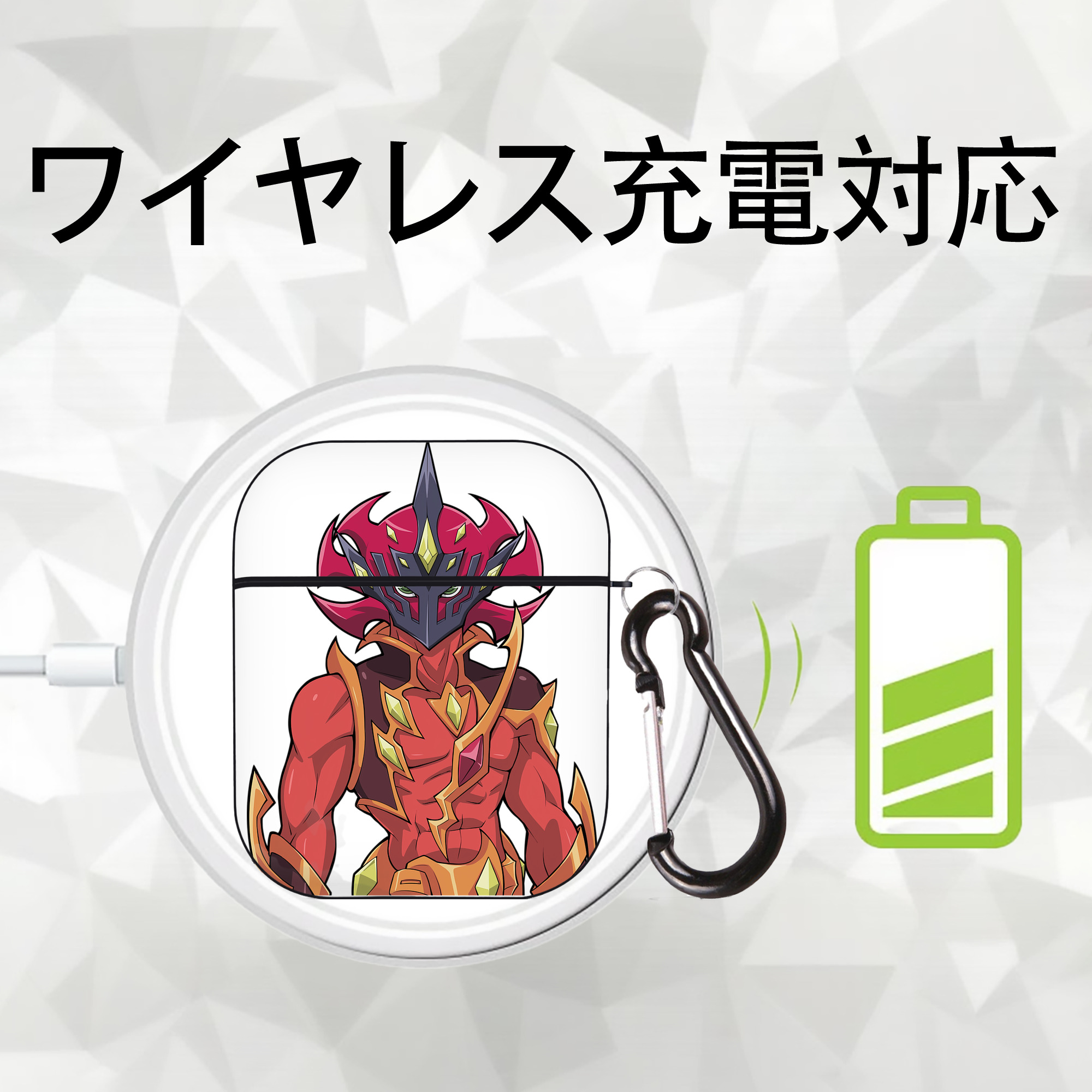 遊☆戯☆王 Yu-Gi-Oh! AirPods 第2世代保護ケース ハードシェル ブラック 耐衝撃・防指紋・カラビナ付き